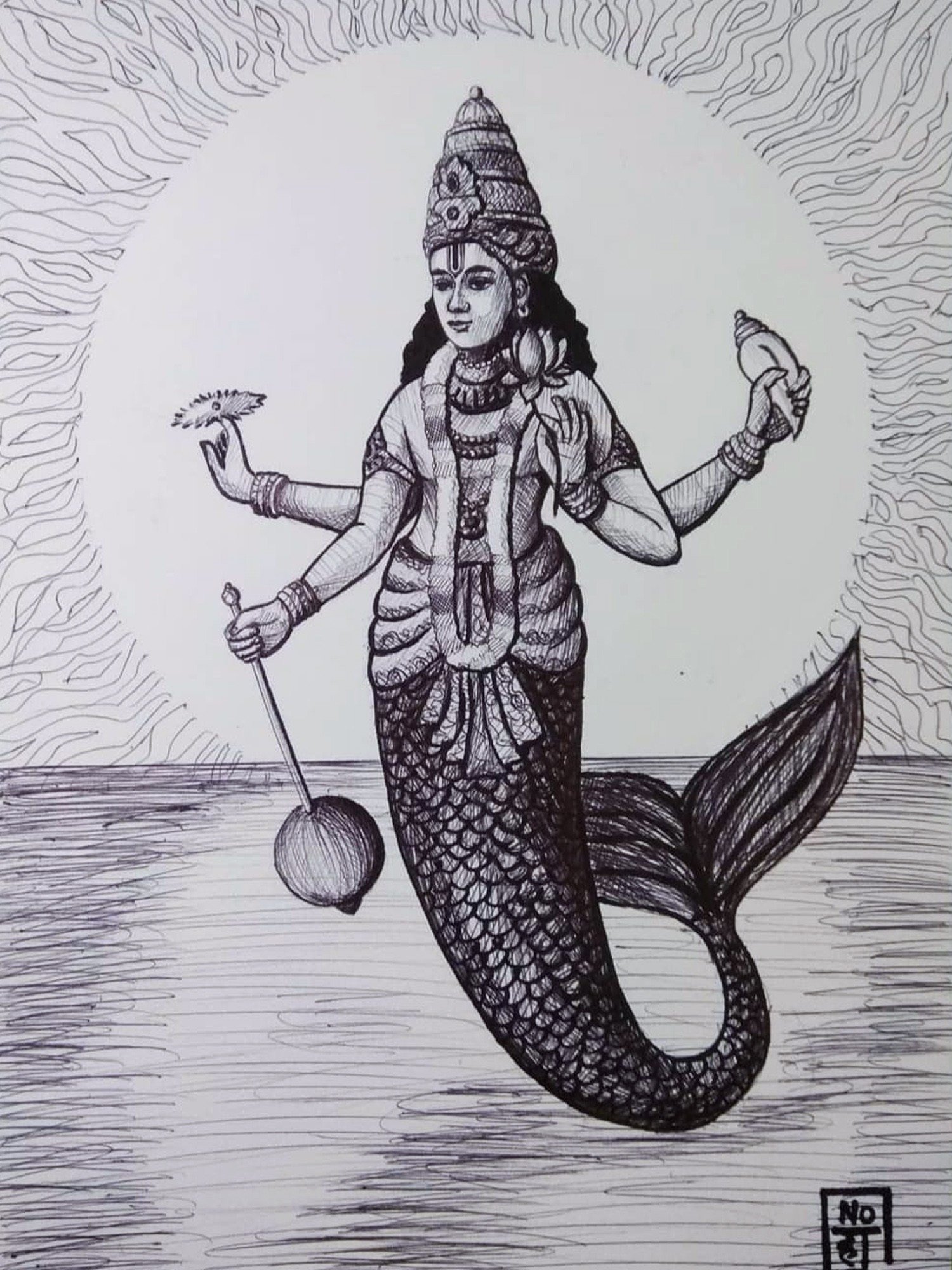 Image of Sketch Of Hindu God Lord Vishnu Avatar Or Venkateshwara Outline  Editable IllustrationQR536458Picxy