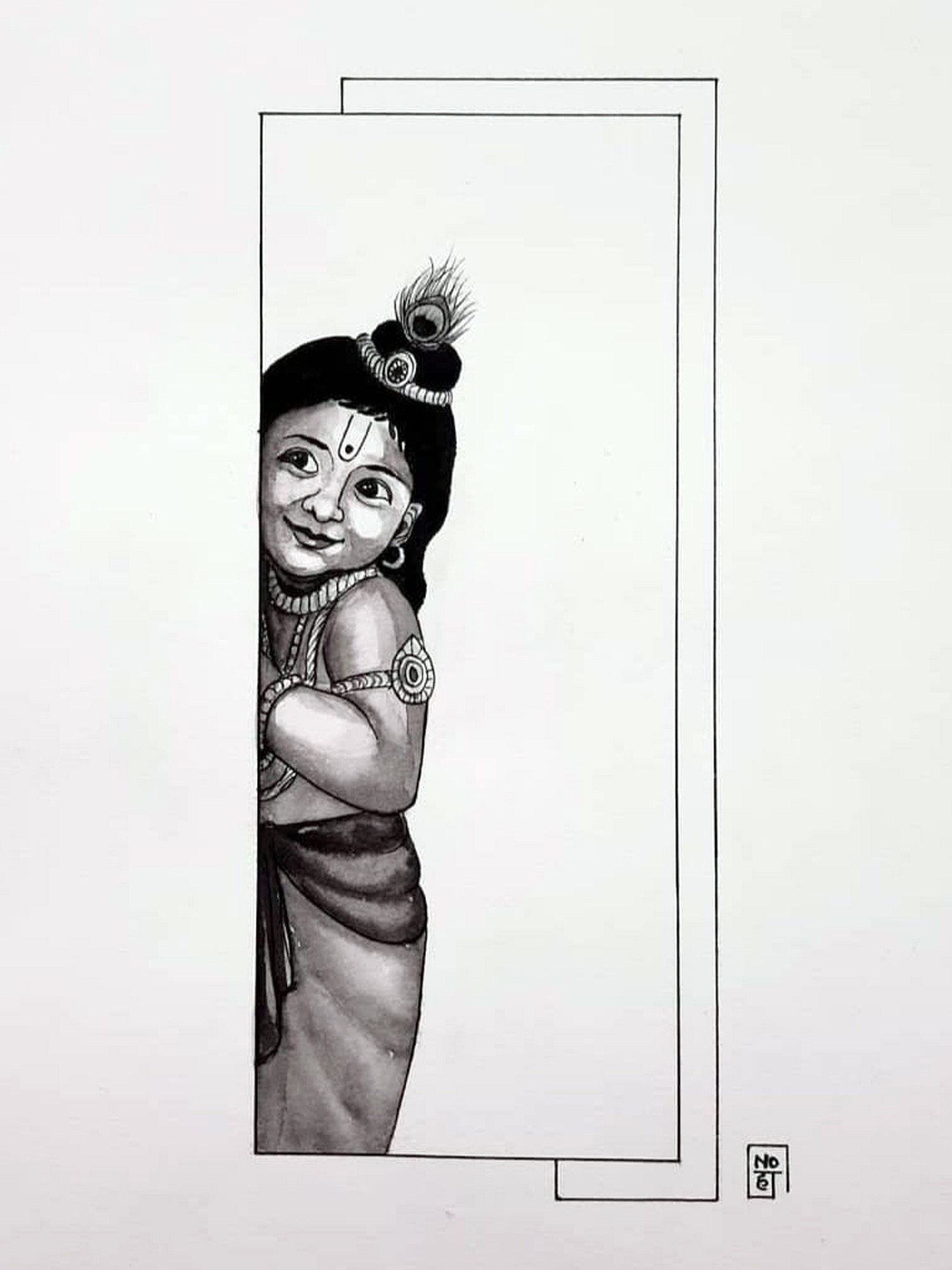 Free Vector  Hand draw sketch lord krishna in happy janmashtami  celebration background