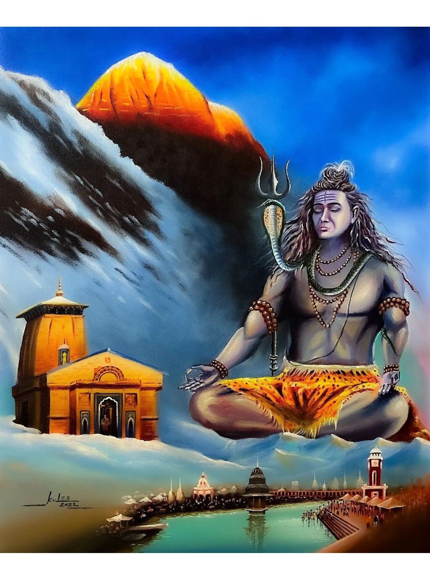 The Abode of Lord Shiva | Acrylic Painting on Canvas | Kulwinder Singh ...