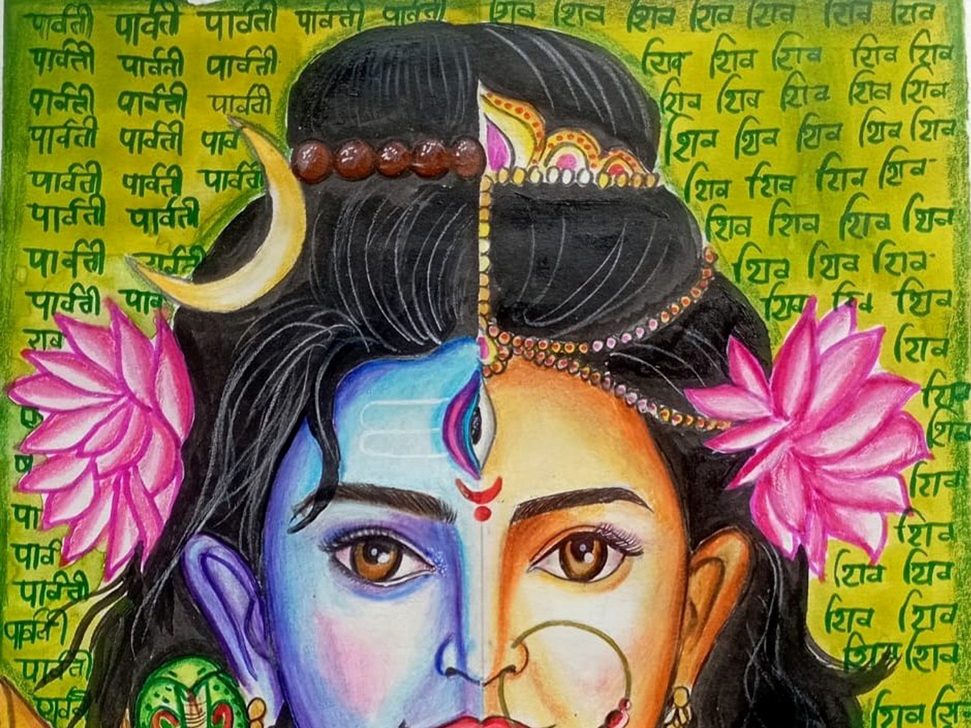 Shiv Parvati Drawing