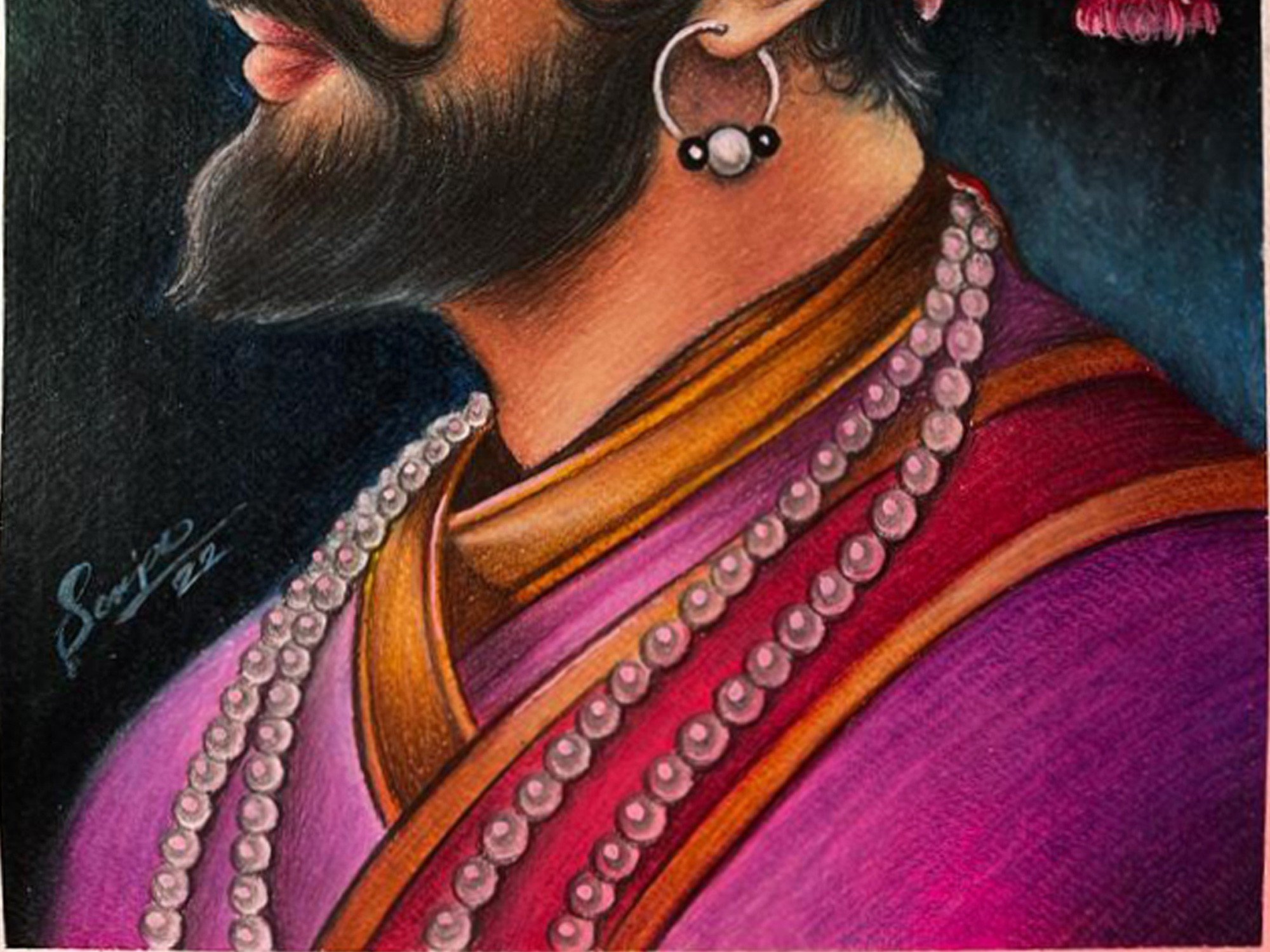 Sketch of maratha king shivaji maharaj standing with holding wall mural •  murals indian, india, hindu | myloview.com