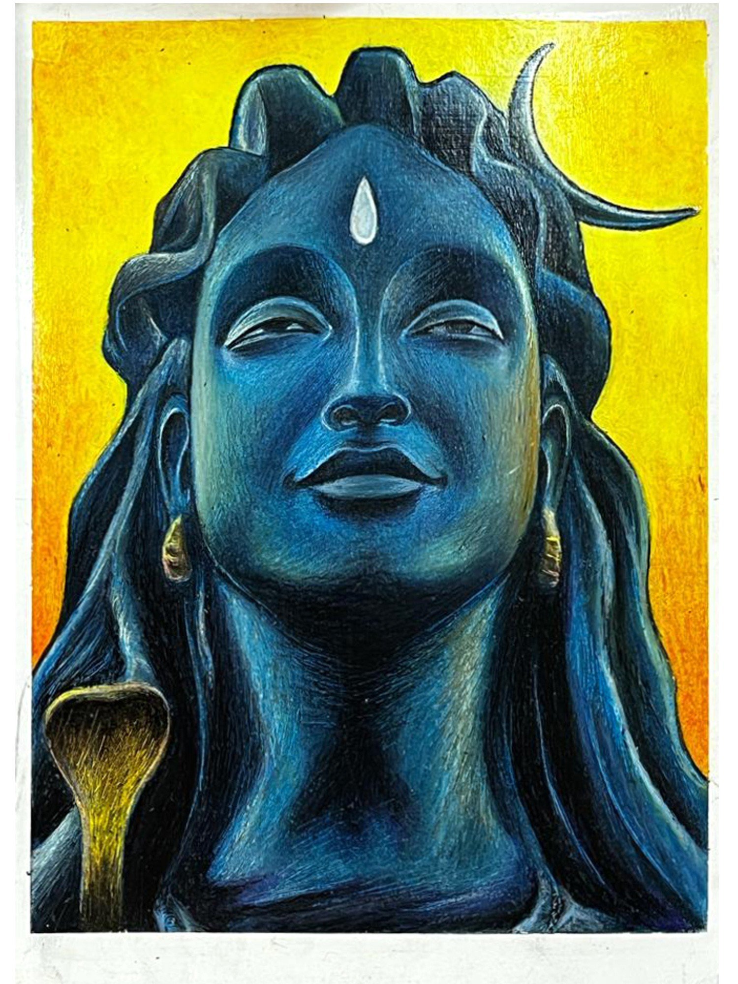 Beautiful Pencil Color Art Of Lord Shiva - Desi Painters