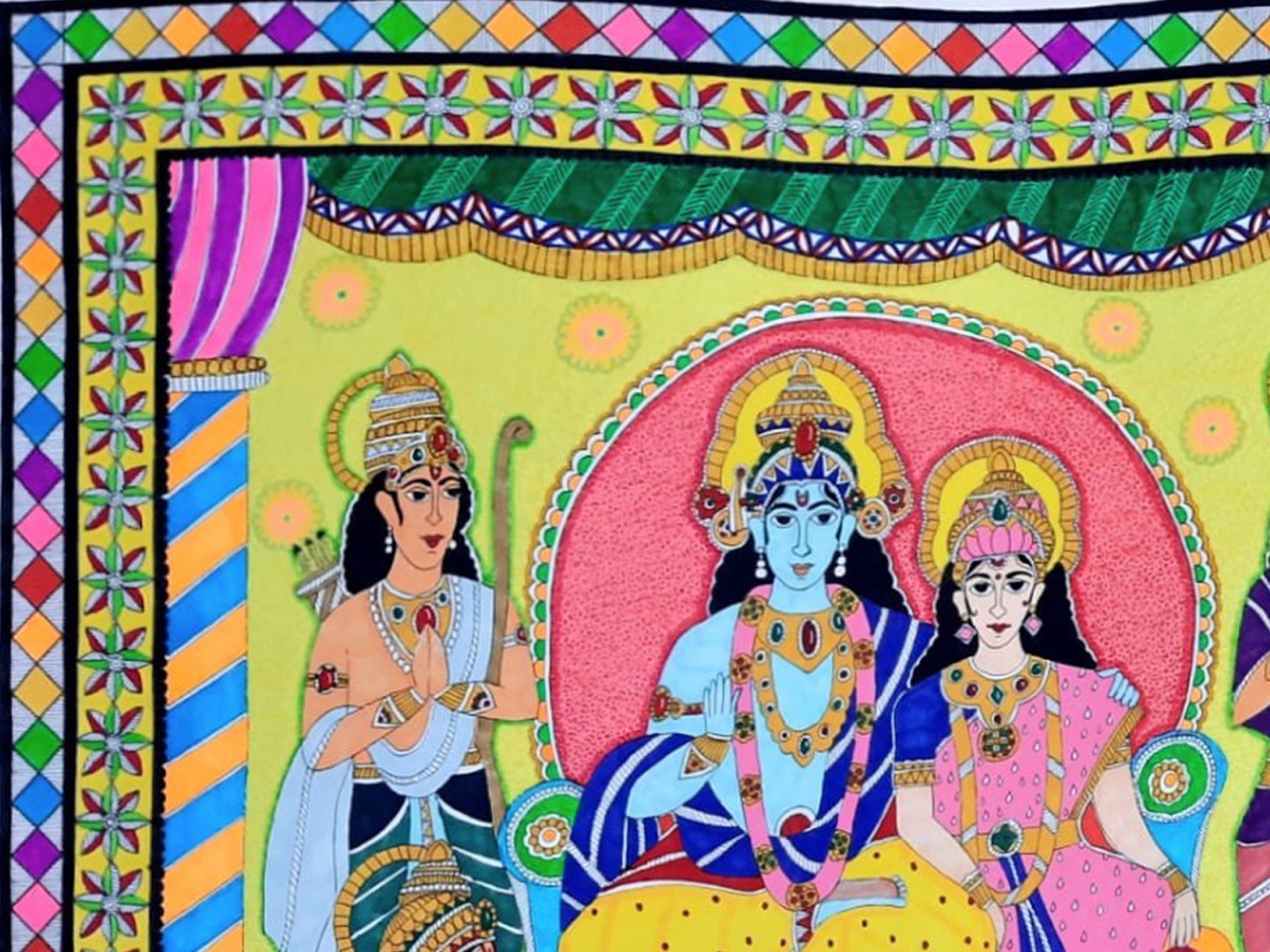 Shri Ram Darbar | Watercolor On Paper | By Chetansi | Exotic India Art