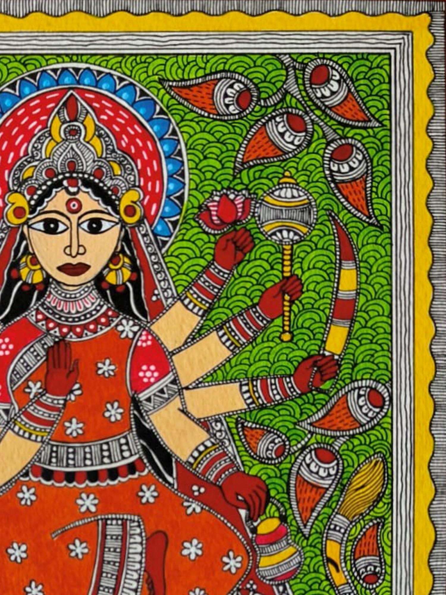 Maa Durga | Acrylic Color on Paper | By Sneha Gupta | Exotic India Art