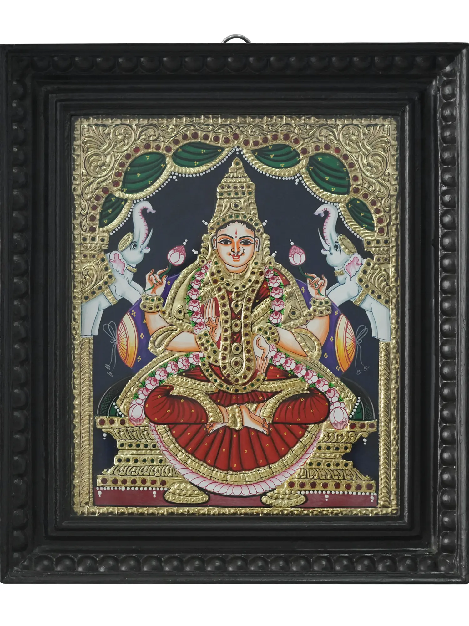 Gajalakshmi Tanjore Painting | Traditional Colors with 24 Karat