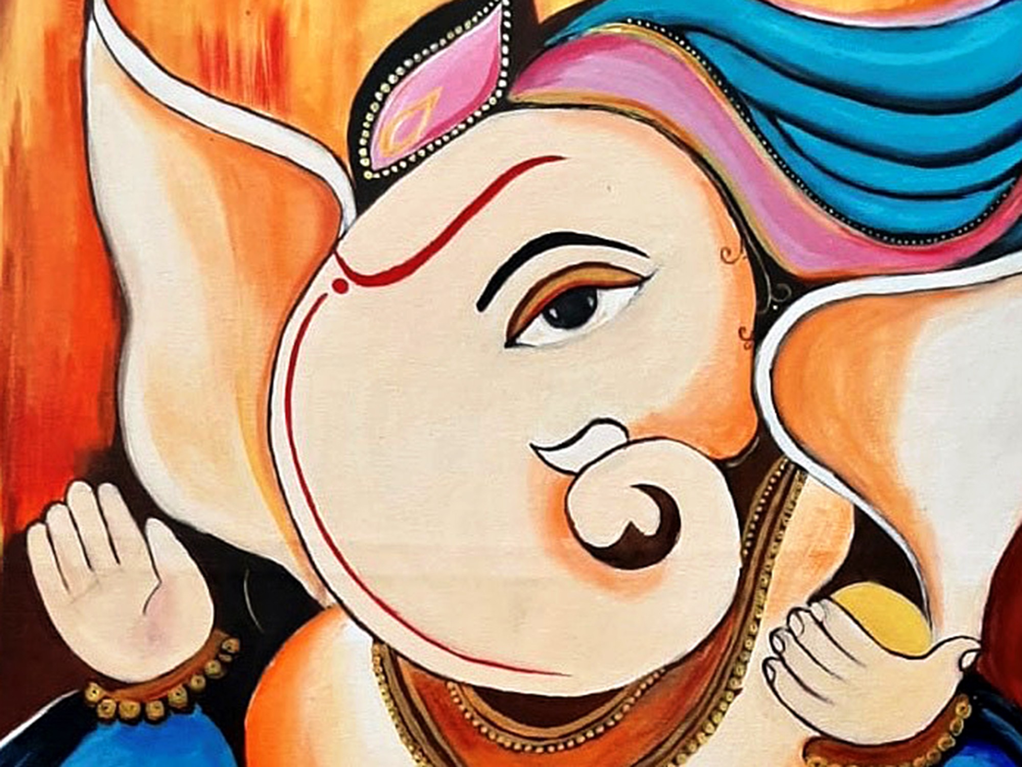 Framed Line art painting of Ganesh ji – Zupppy