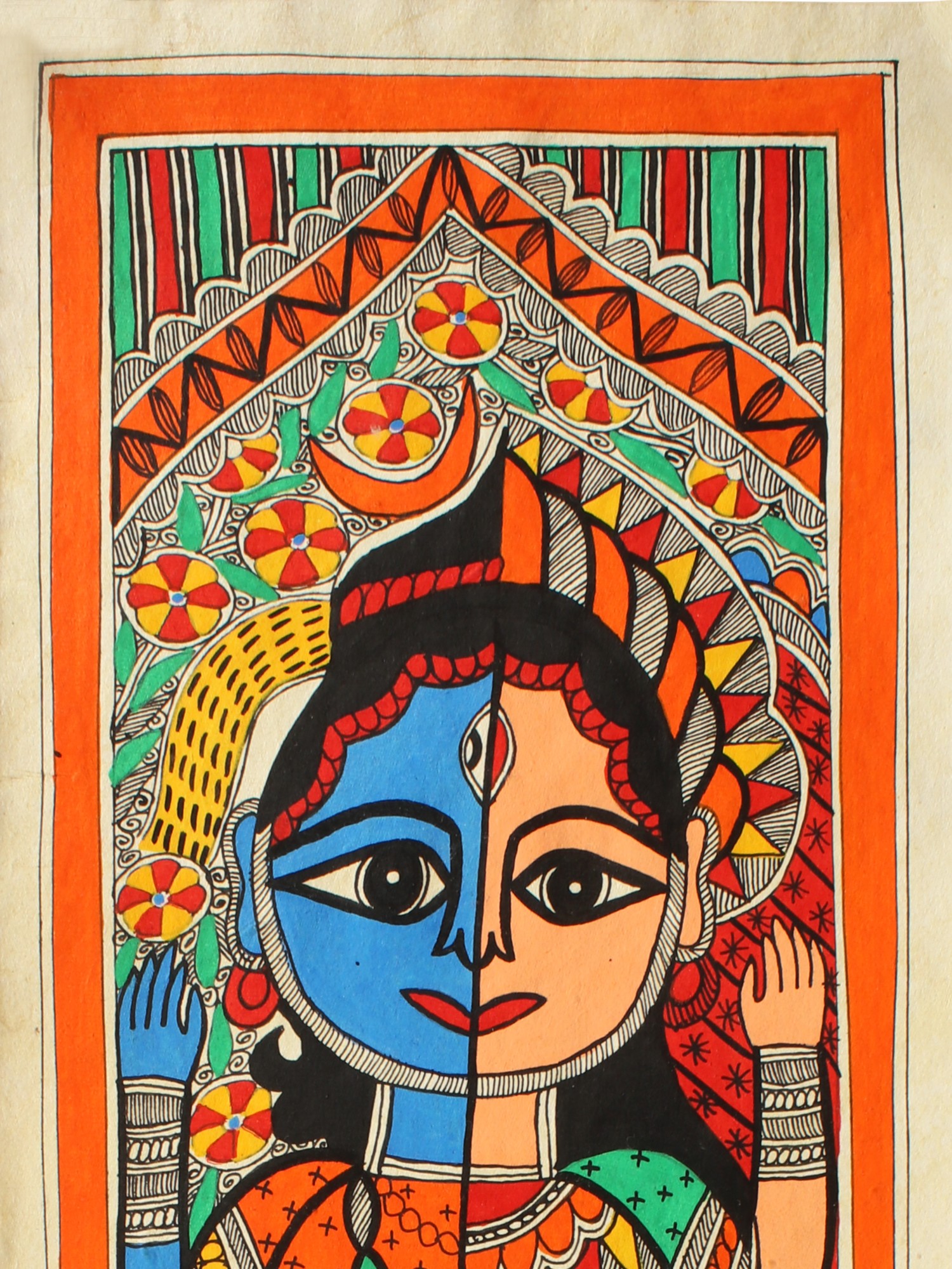 Ardhanarishvara (Shiva Shakti) | Madhubani Painting | Exotic India Art