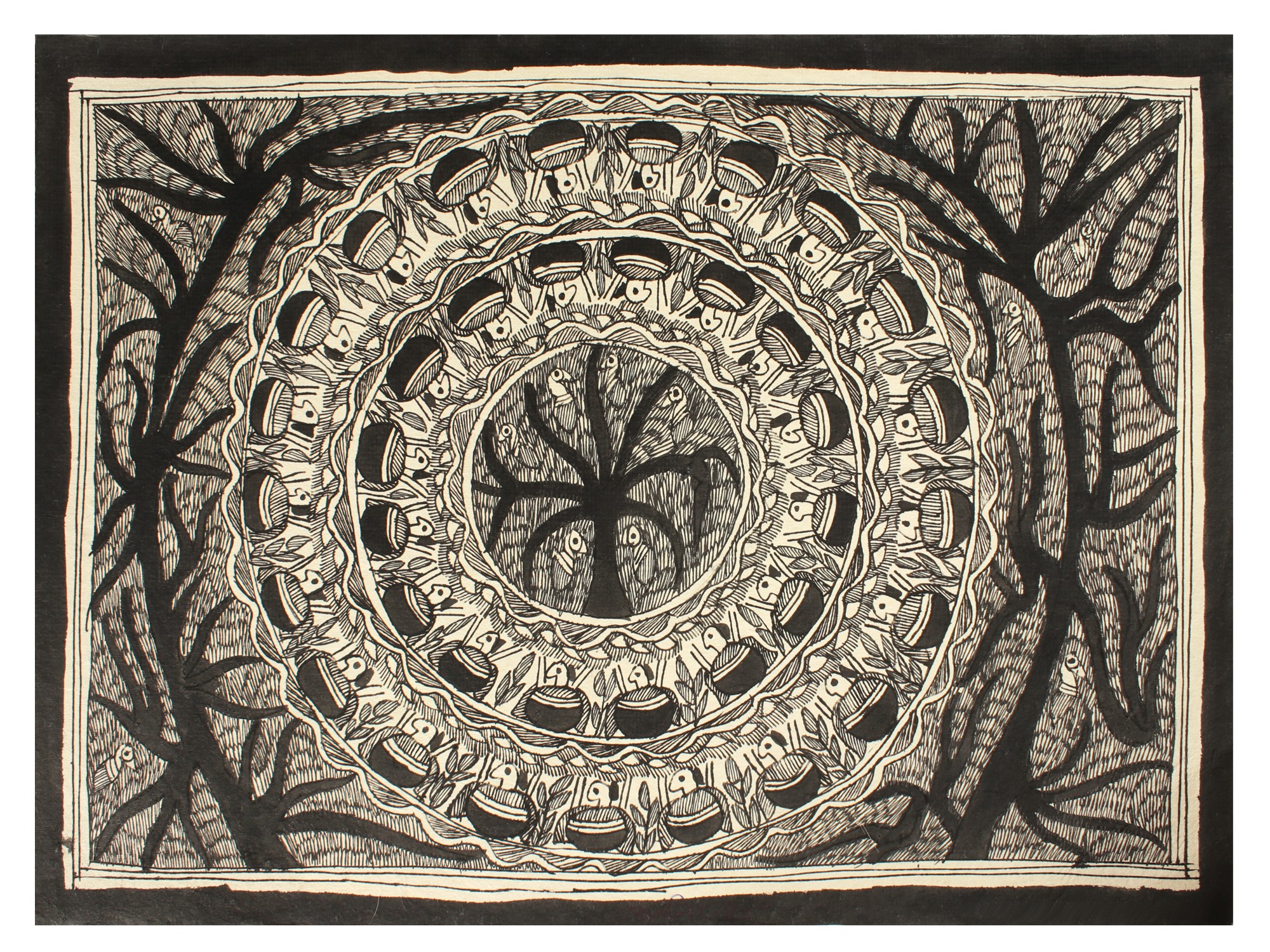 Mandala with Tree of Life | Madhubani Painting | Exotic India Art