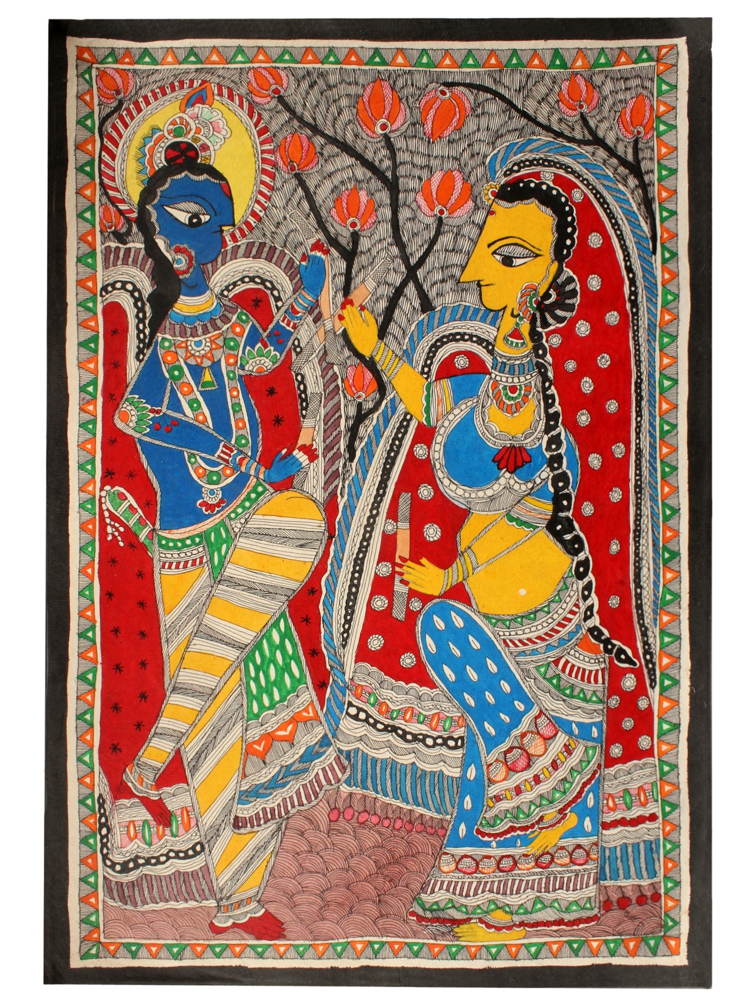 Dancing Radha Krishna | Madhubani Painting | Exotic India Art