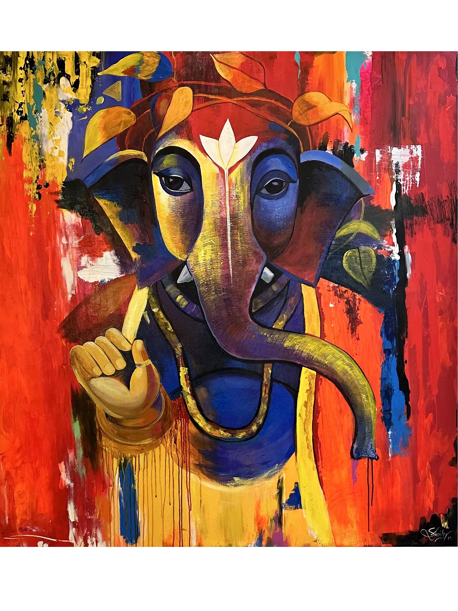 Learn to Paint the Majestic Lord Ganesha with the Red Bird - Acrylic P –  Artyshils Art