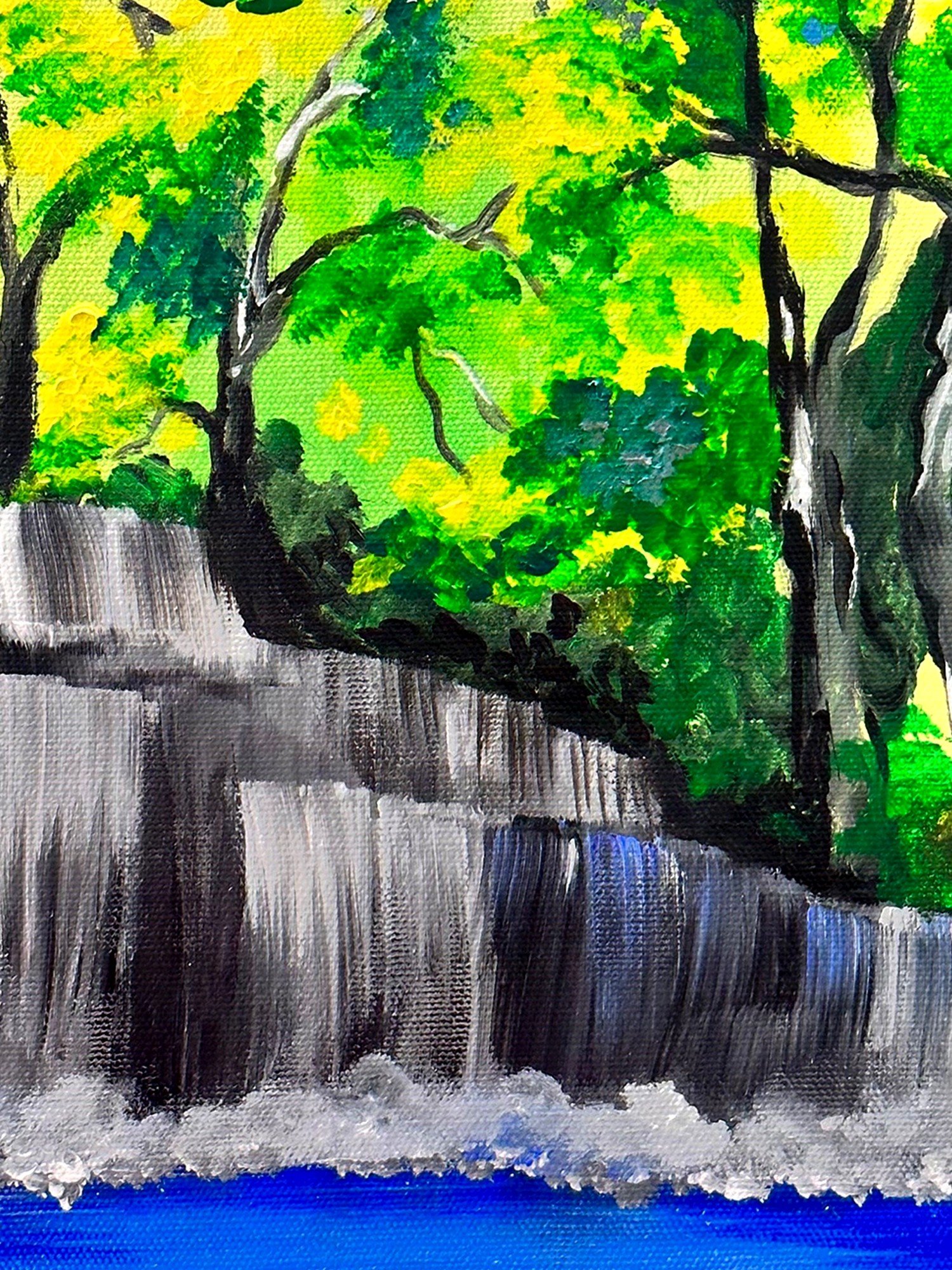 Waterfall in canyon - themontanascribbler - Drawings & Illustration,  Landscapes & Nature, Waterfalls - ArtPal