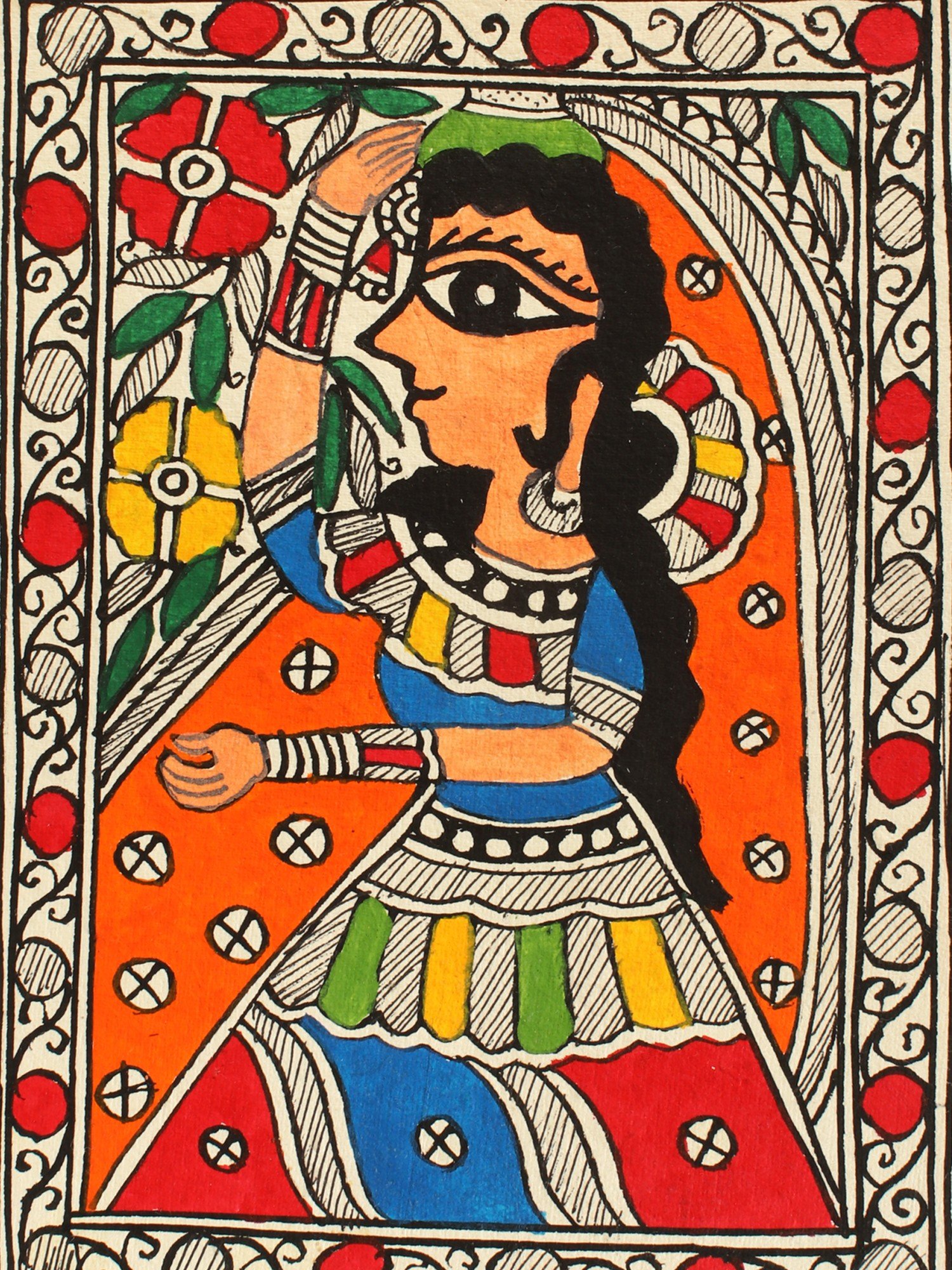 Indian Lady In Folk Dress | Madhubani Painting | Exotic India Art