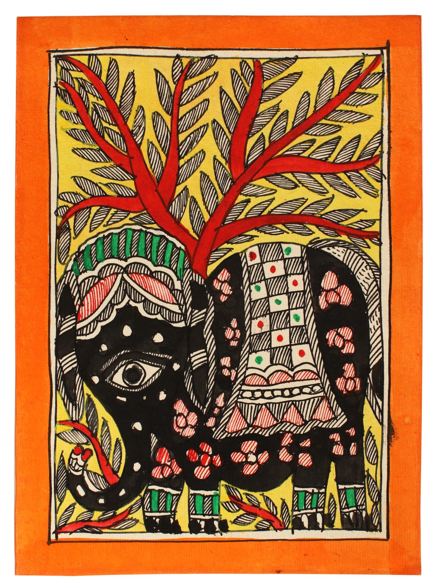 Elephant And Peacock Madhubani Painting (22 X 30) | lupon.gov.ph