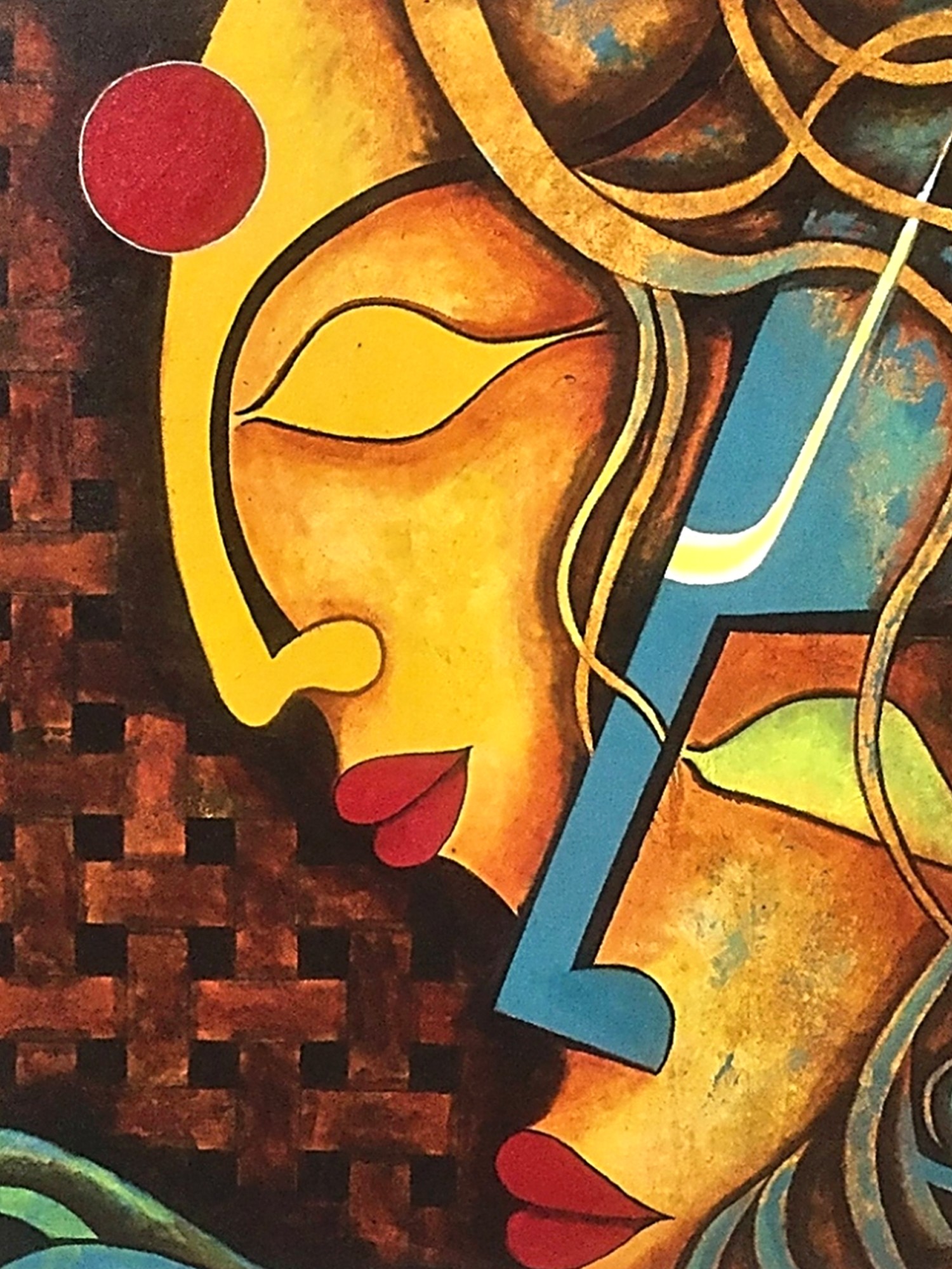 Radha Krishna Modern Acrylic Art On Canvas Painting By Akash Bhisikar Exotic India Art