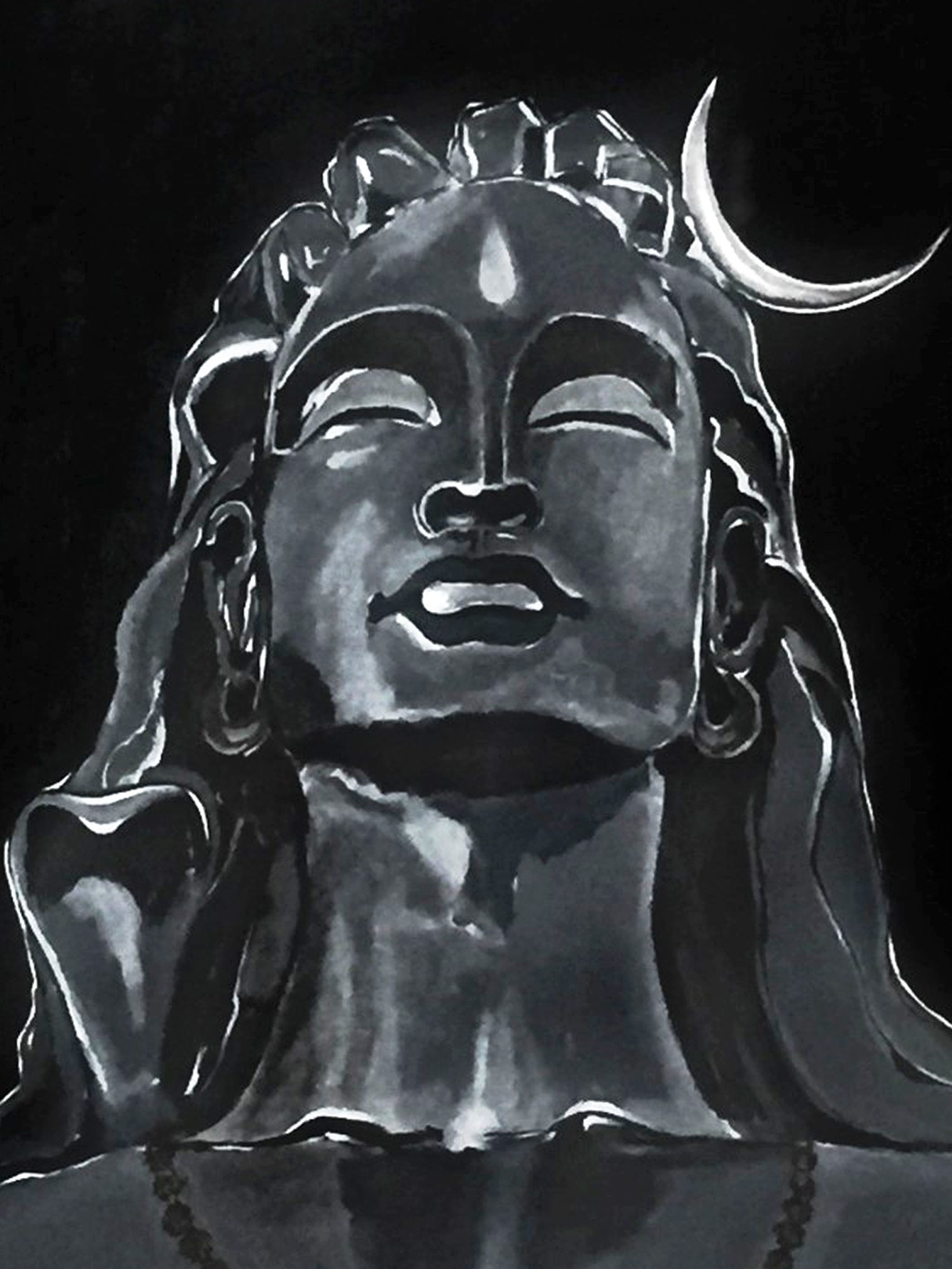 Adiyogi Shiva Acrylic Painting on Canvas by Akash Bhisikar | Exotic