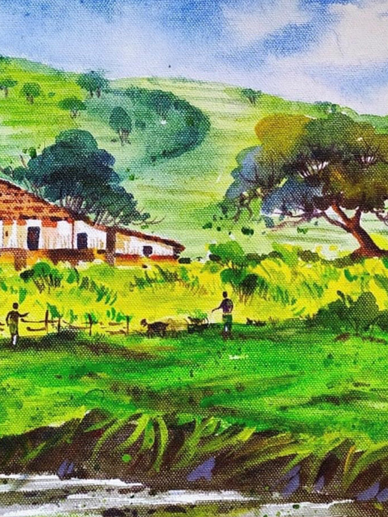 Old Village Scene, Drawing by Krishna Art Gallery | Artmajeur