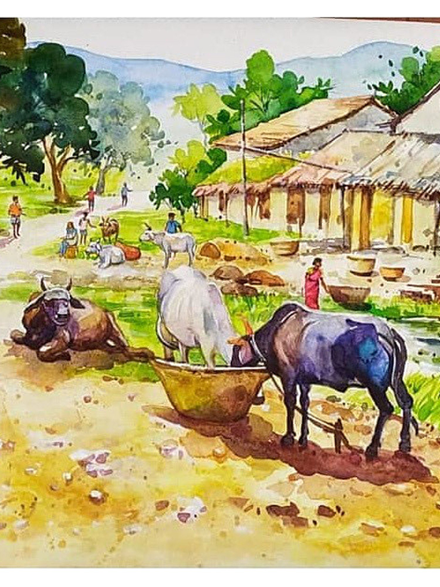 Buy Village life Artwork at Lowest Price By Mamta Rastogi