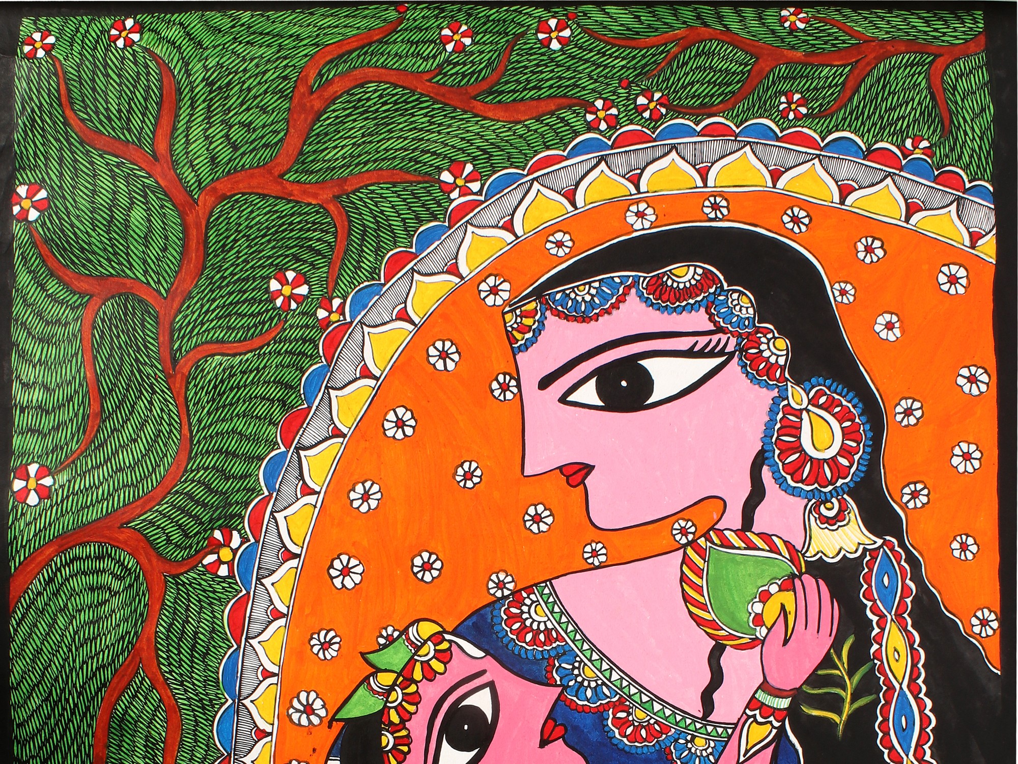 Mother Yashoda Carrying Bala Krishna | Madhubani Painting | Exotic ...