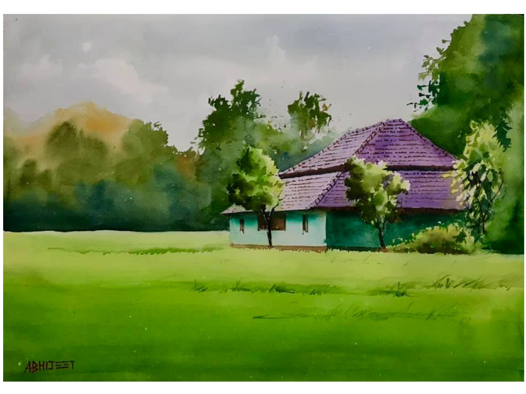 Watercolor Landscape Collection: Village Life Stock Illustration -  Illustration of life, drawing: 30835841