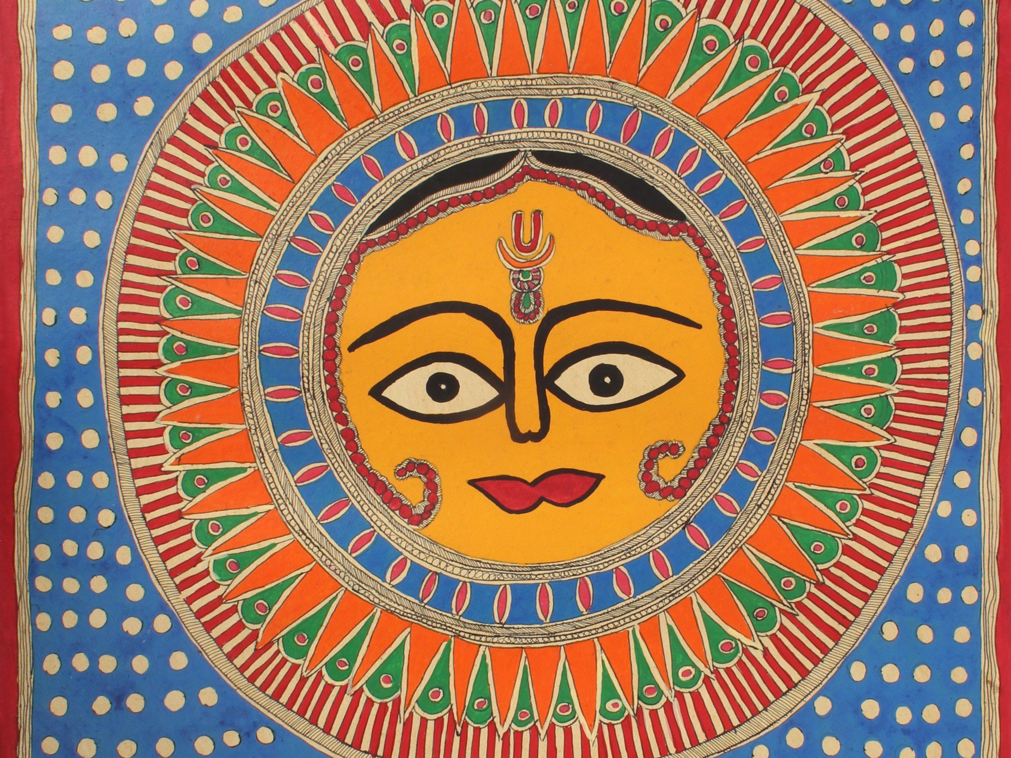 sun in madhubani painting