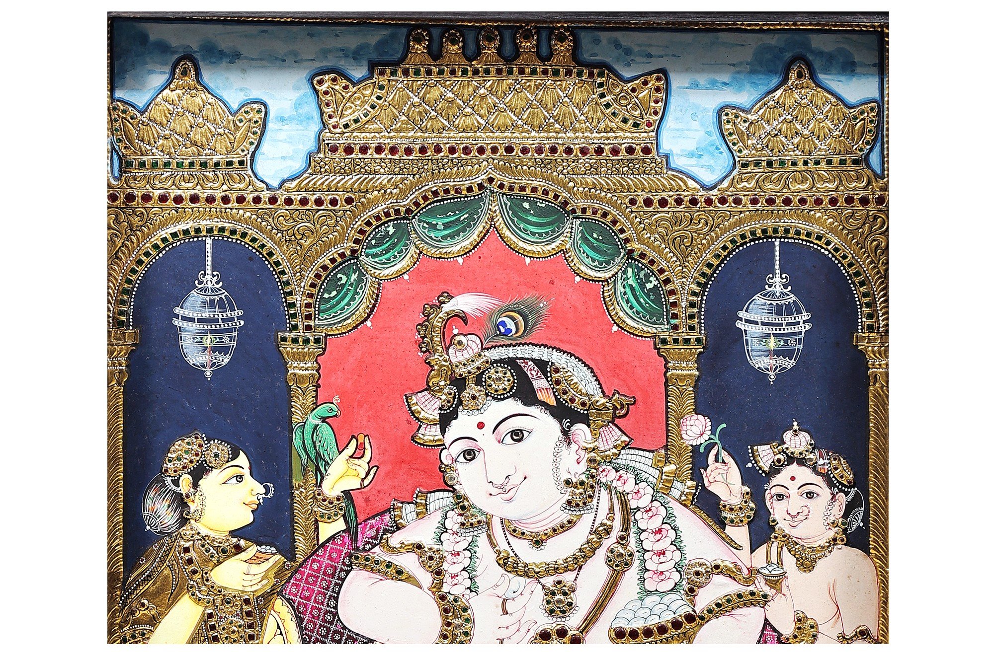 Navaneeta Krishna Tanjore Painting | Traditional Colors With 24K Gold ...