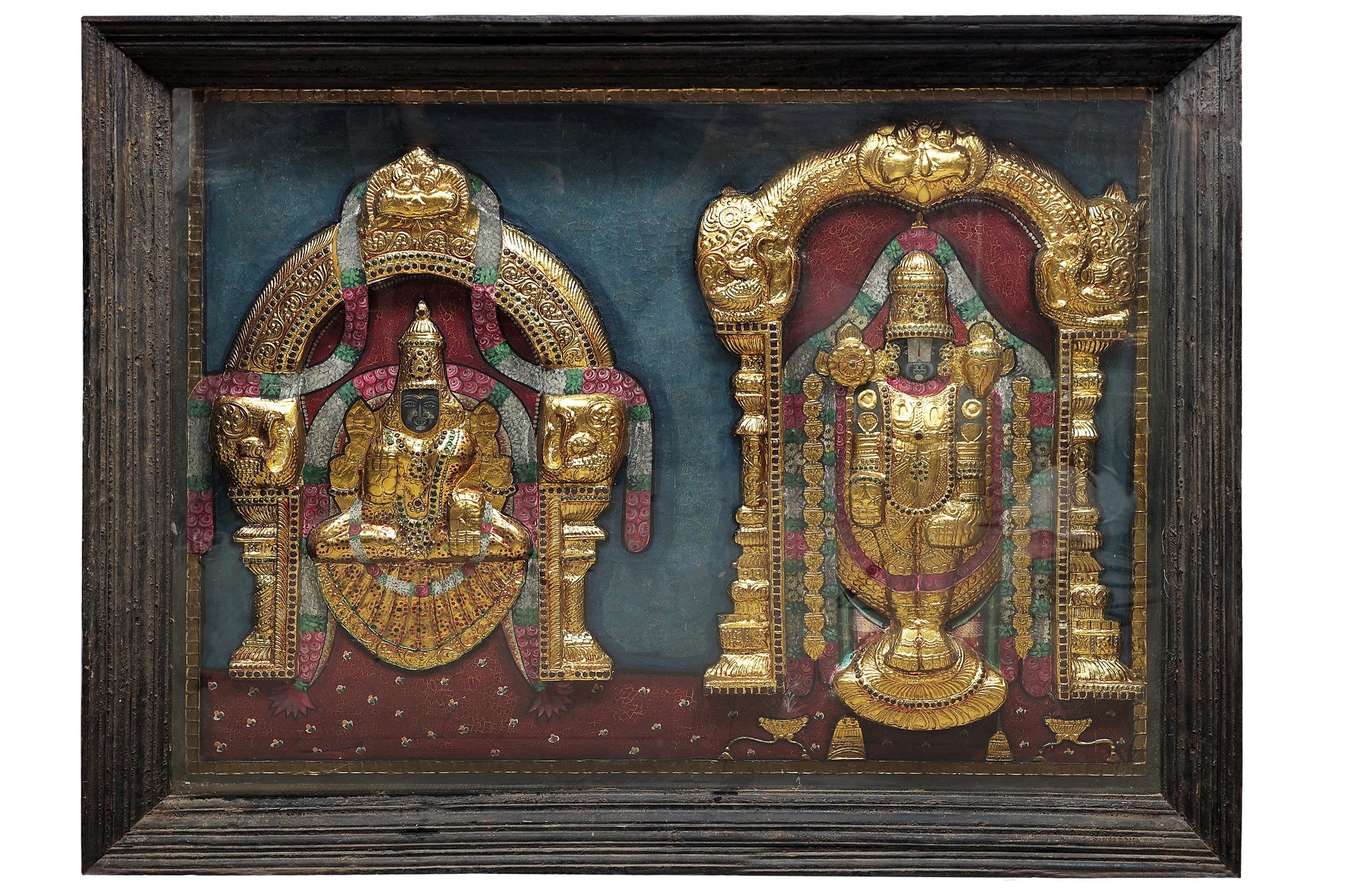 Lord Venkateswara as Balaji At Tirupati With Goddess Lakshmi Tanjore  Painting | Traditional Colors With 24K Gold | Teakwood Frame | Gold & Wood  | Handmade | Made In India | Exotic India Art