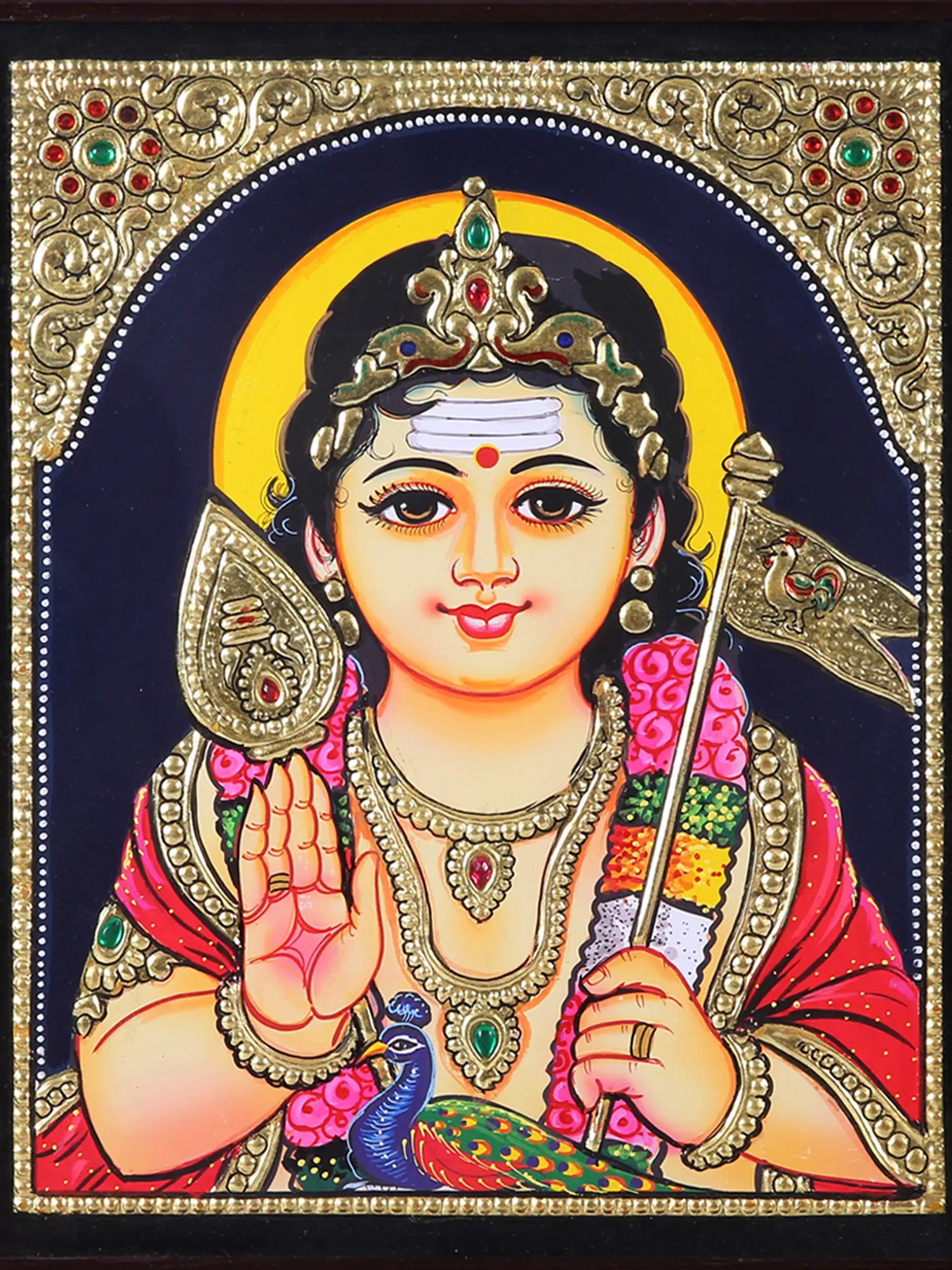 Kumar Karttikeya Face (Murugan) Tanjore Painting | Traditional Colors ...