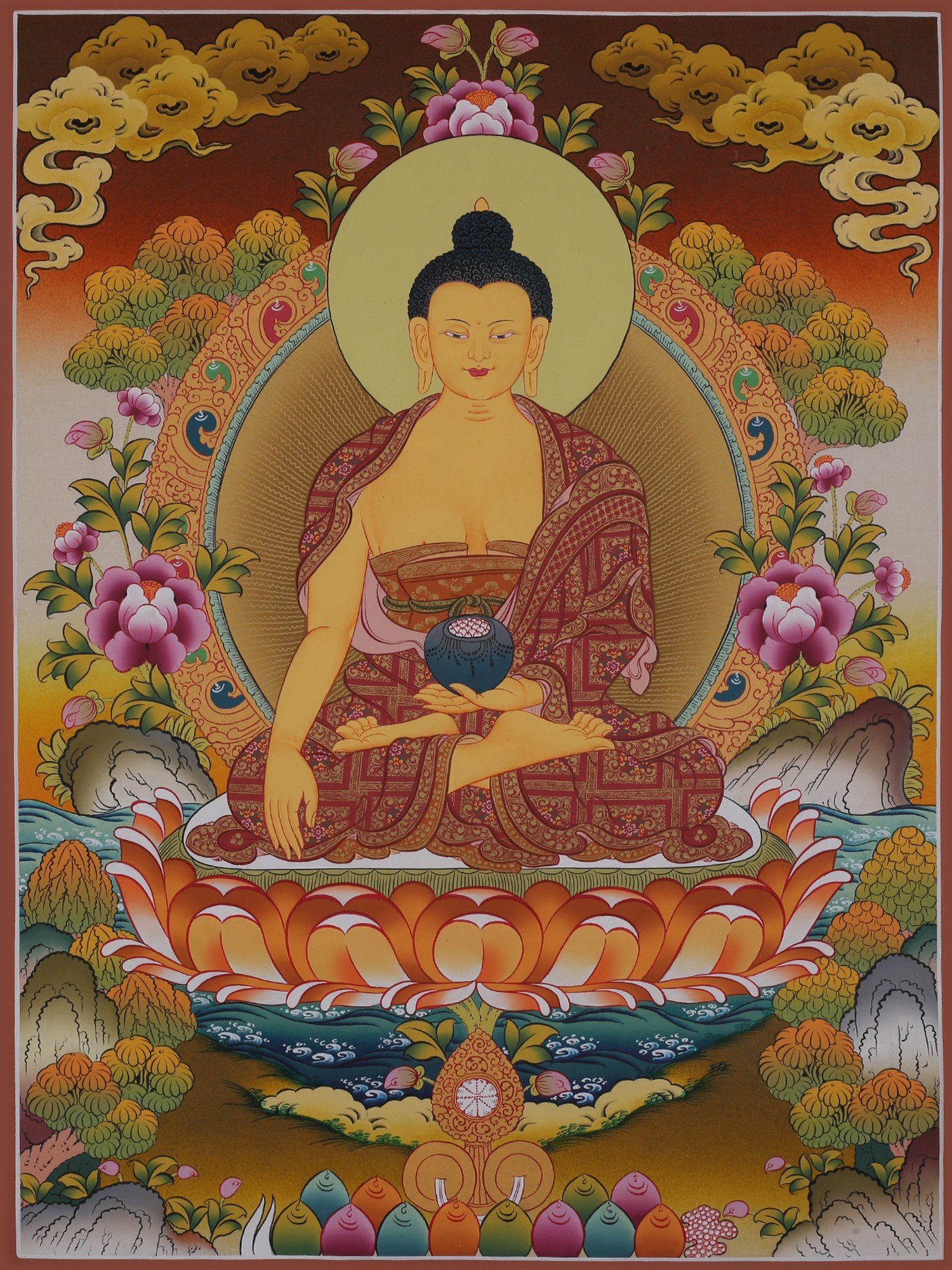 Shakyamuni Buddha (Brocadeless Thangka) | Exotic India Art