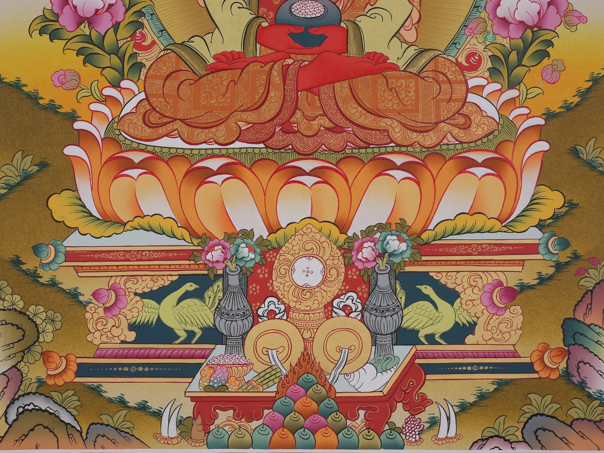 Amitabha Buddha (Brocadeless Thangka) | Exotic India Art