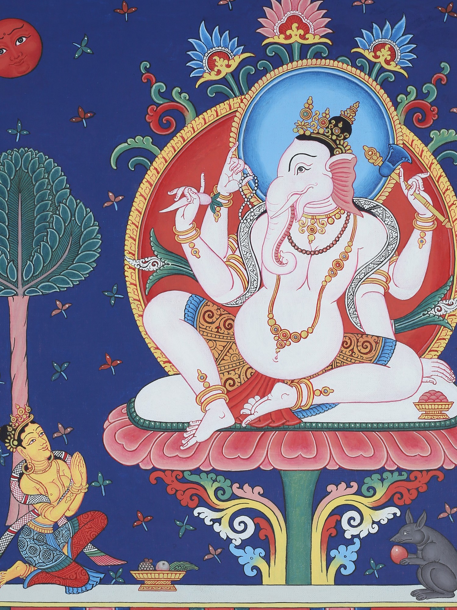 Newari Lord Ganesha (Brocadeless Thangka) | Exotic India Art