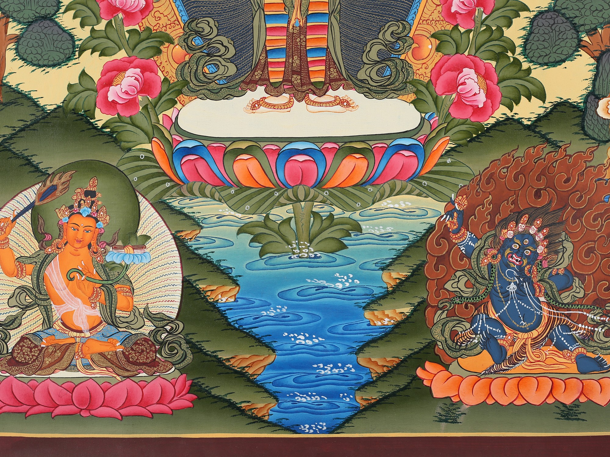 Tibetan Avalokiteshvara with Manjushri and Vajrapani (Brocadeless ...