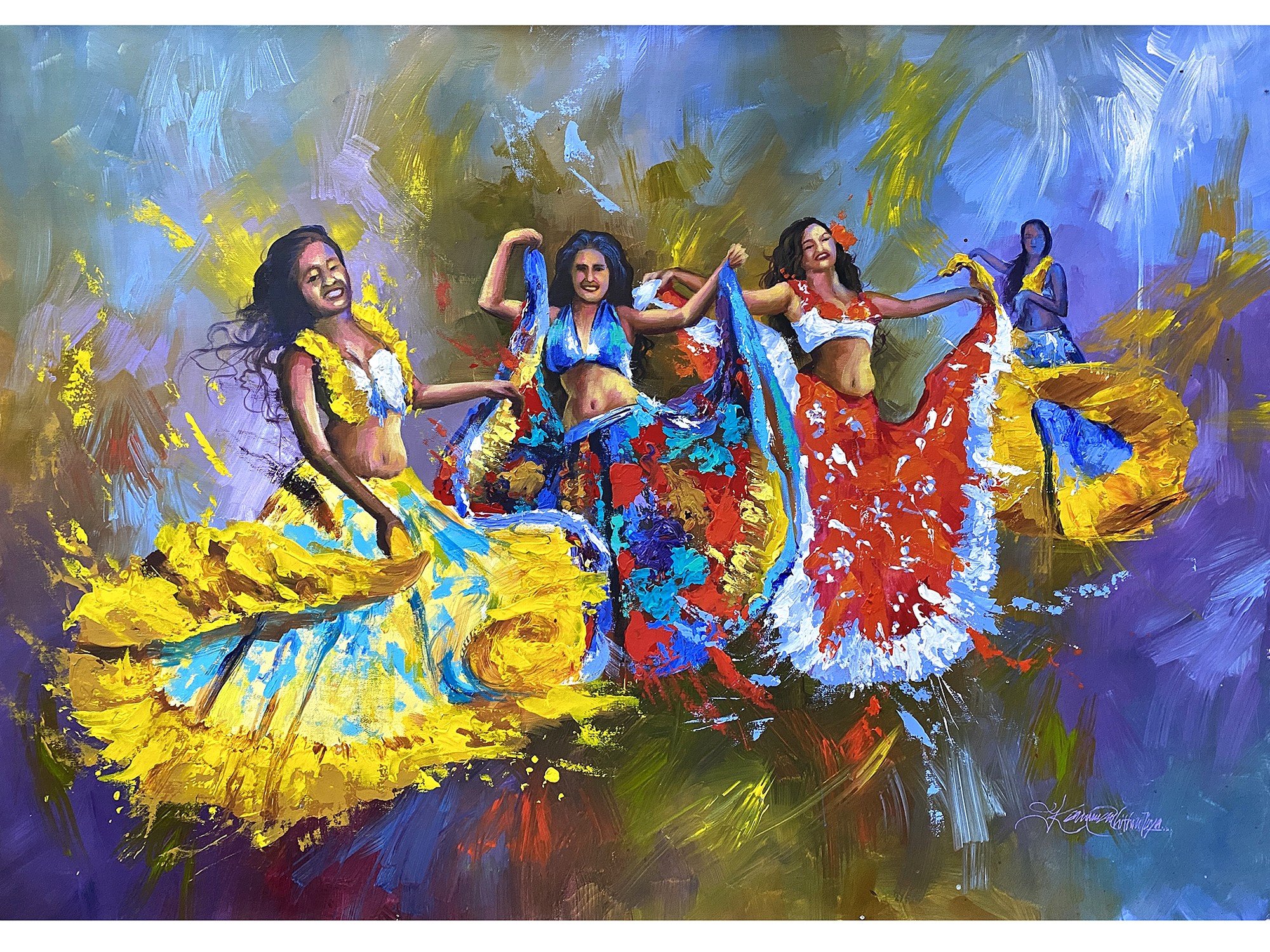 Women Dancing | Acrylic Painting | Exotic India Art