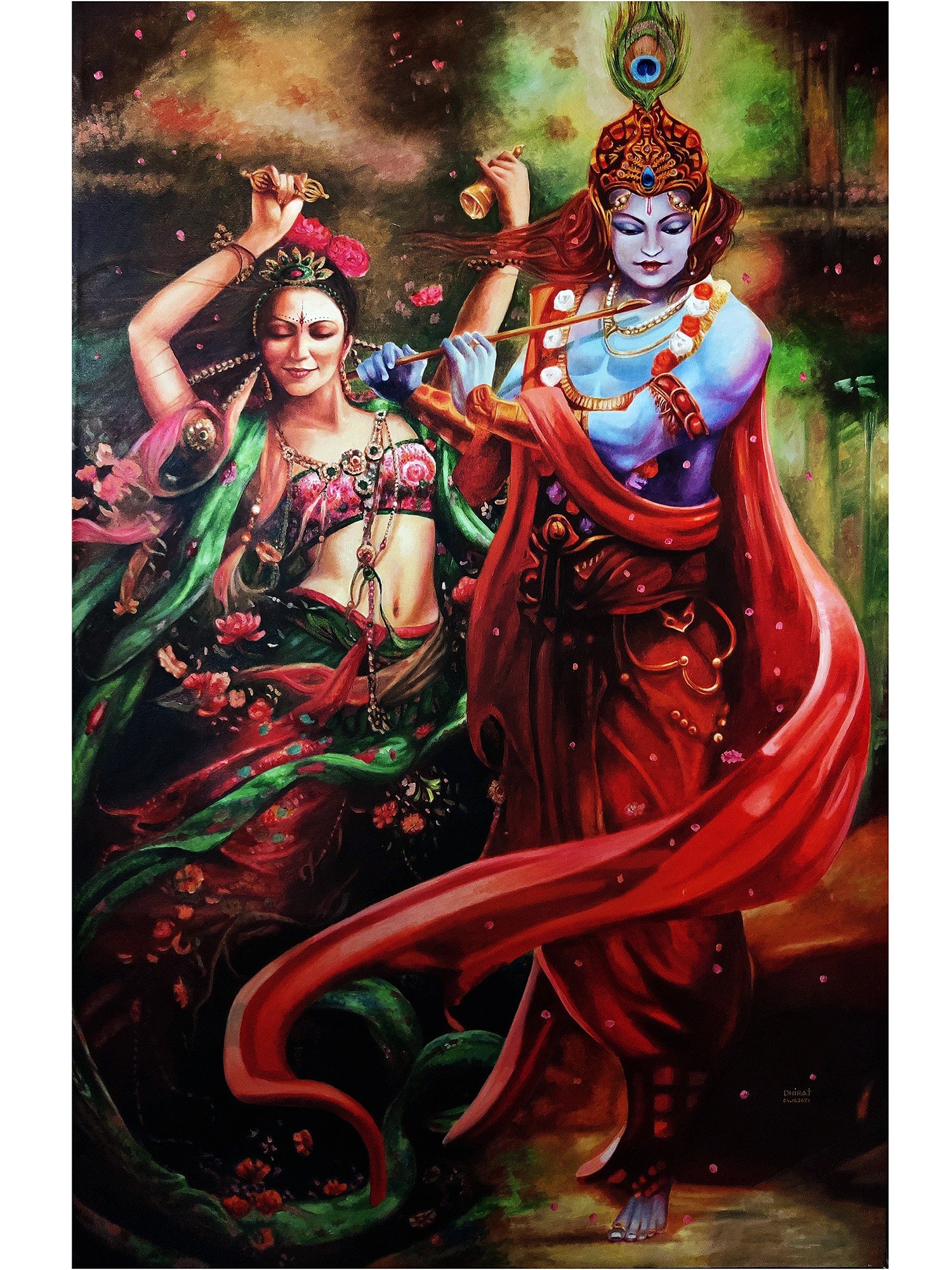 Happy Janmashtami festival holiday - Lord Krishna playing bansuri (flute)  with Radha, Hand Drawn Sketch Vector illustration, Art Print | Barewalls  Posters & Prints | bwc71956854