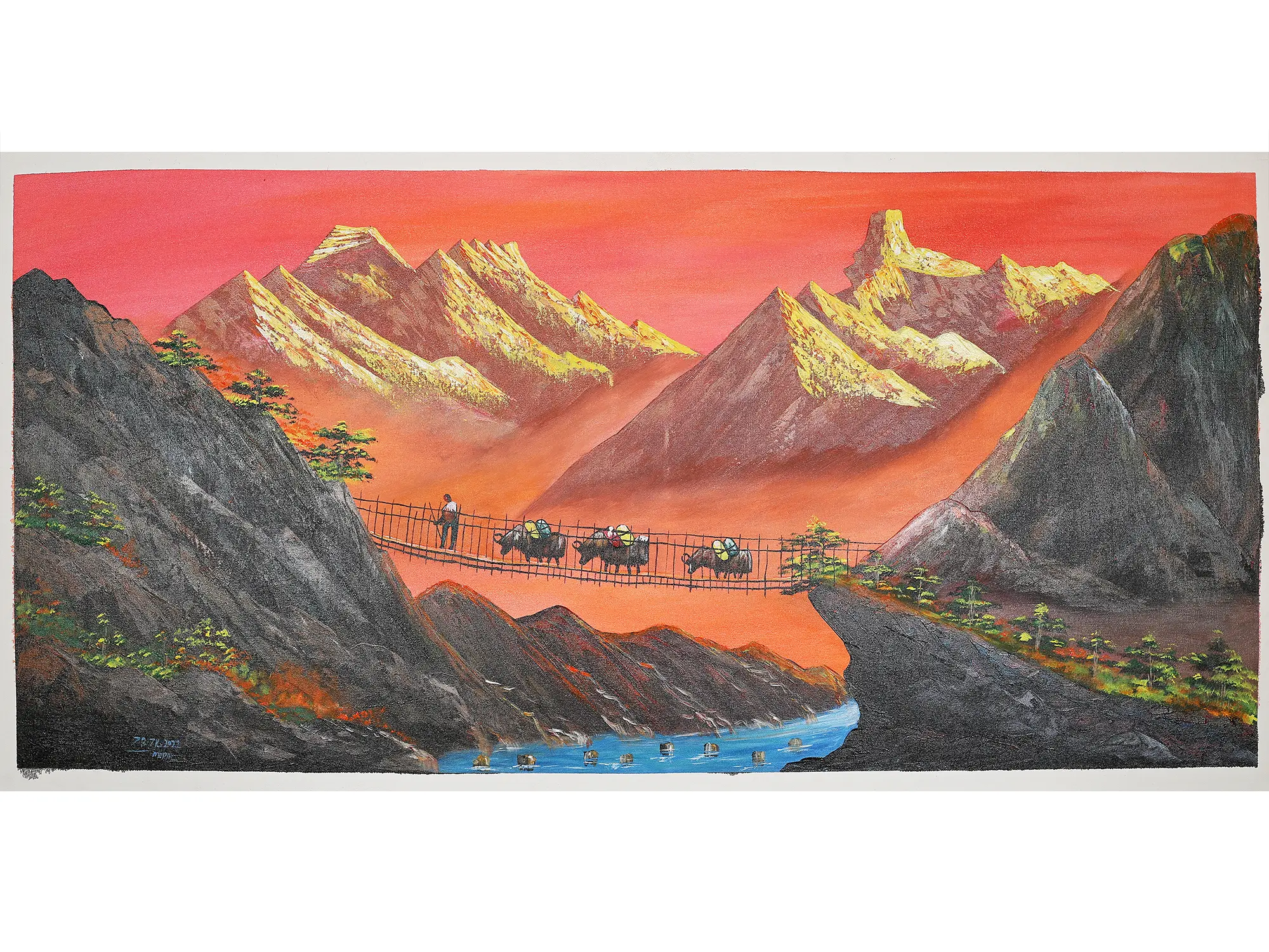 Sunset On Mount Everest | Oil On Canvas | Exotic India Art