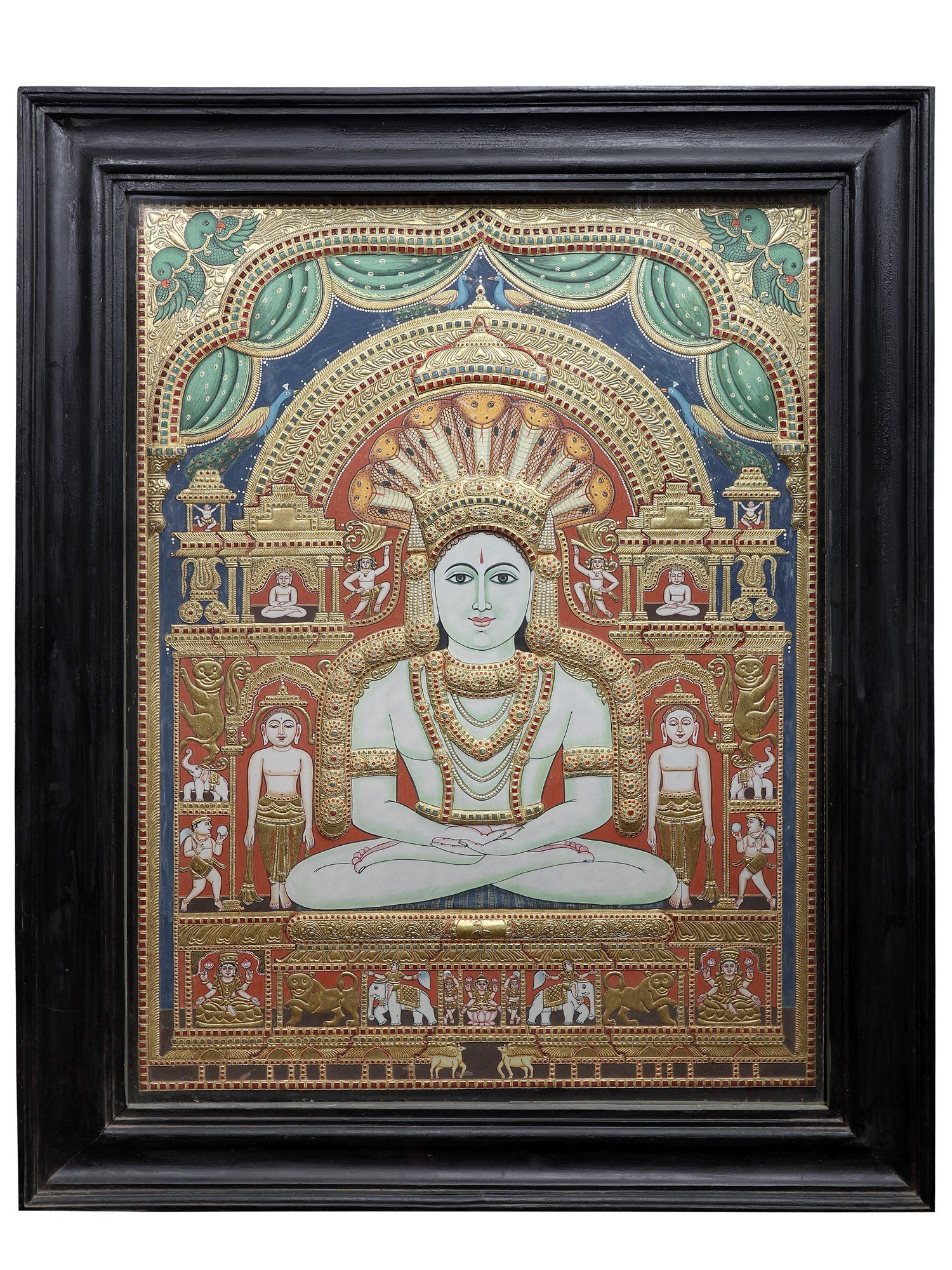 Jain Bhagawan Shri Mahavir Swami  Traditional Colors With 24K Gold   Exotic India Art