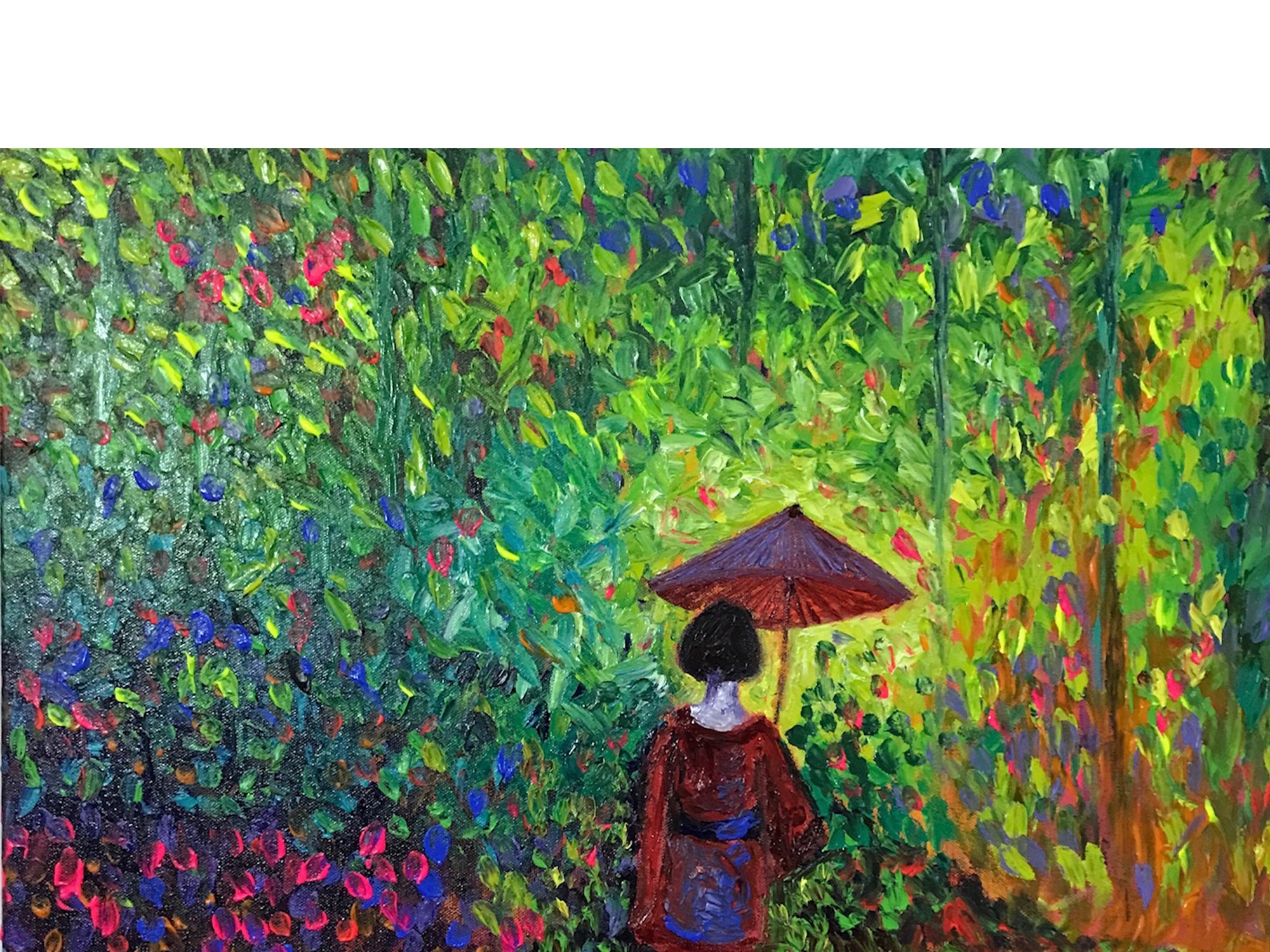 Umbrella Girl High Texture Finger Painting By Konika Banerjee   Wsa760 A02 