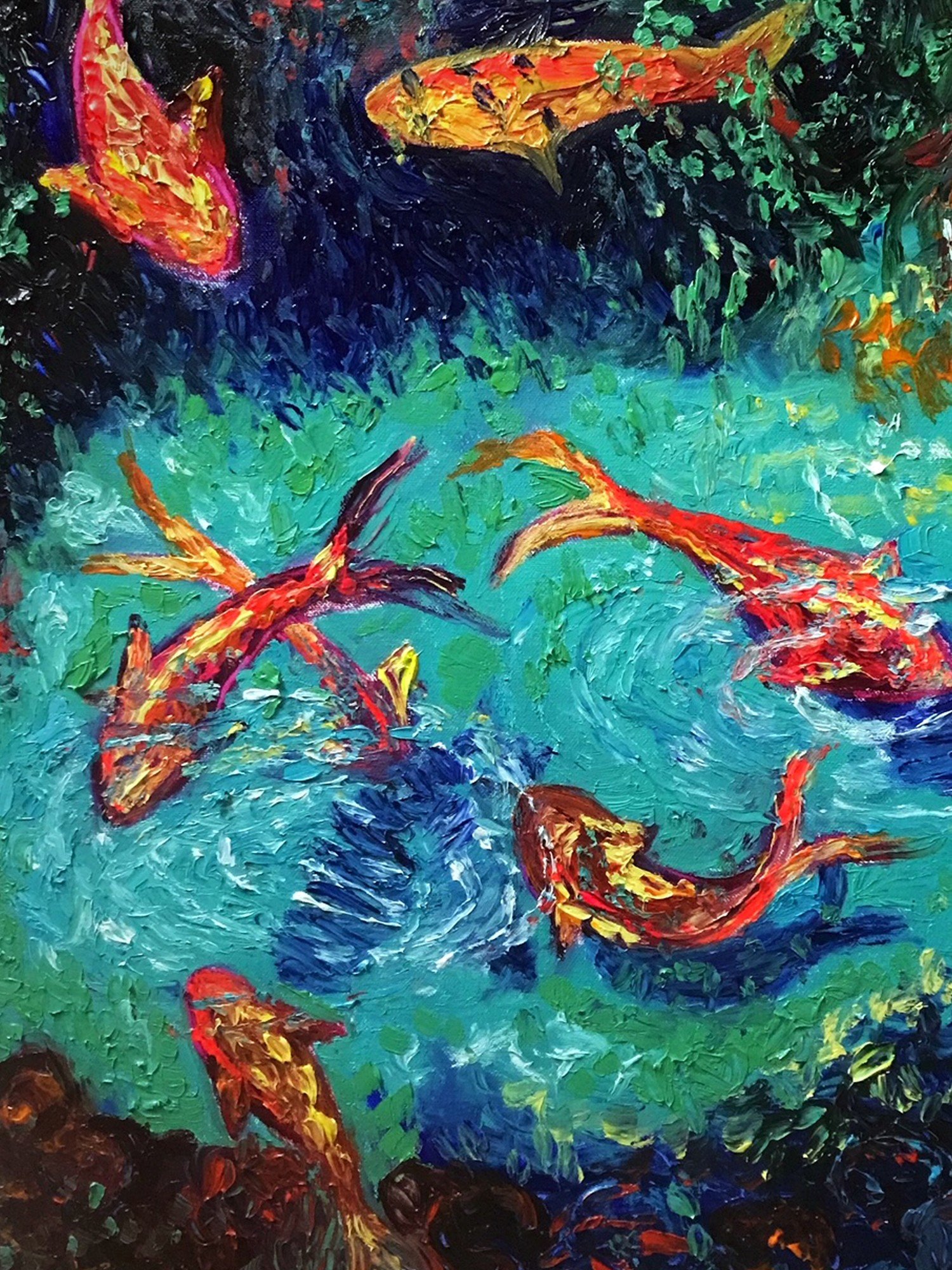 Koi Fish | High Texture Finger Painting | By Konika Banerjee | Exotic ...