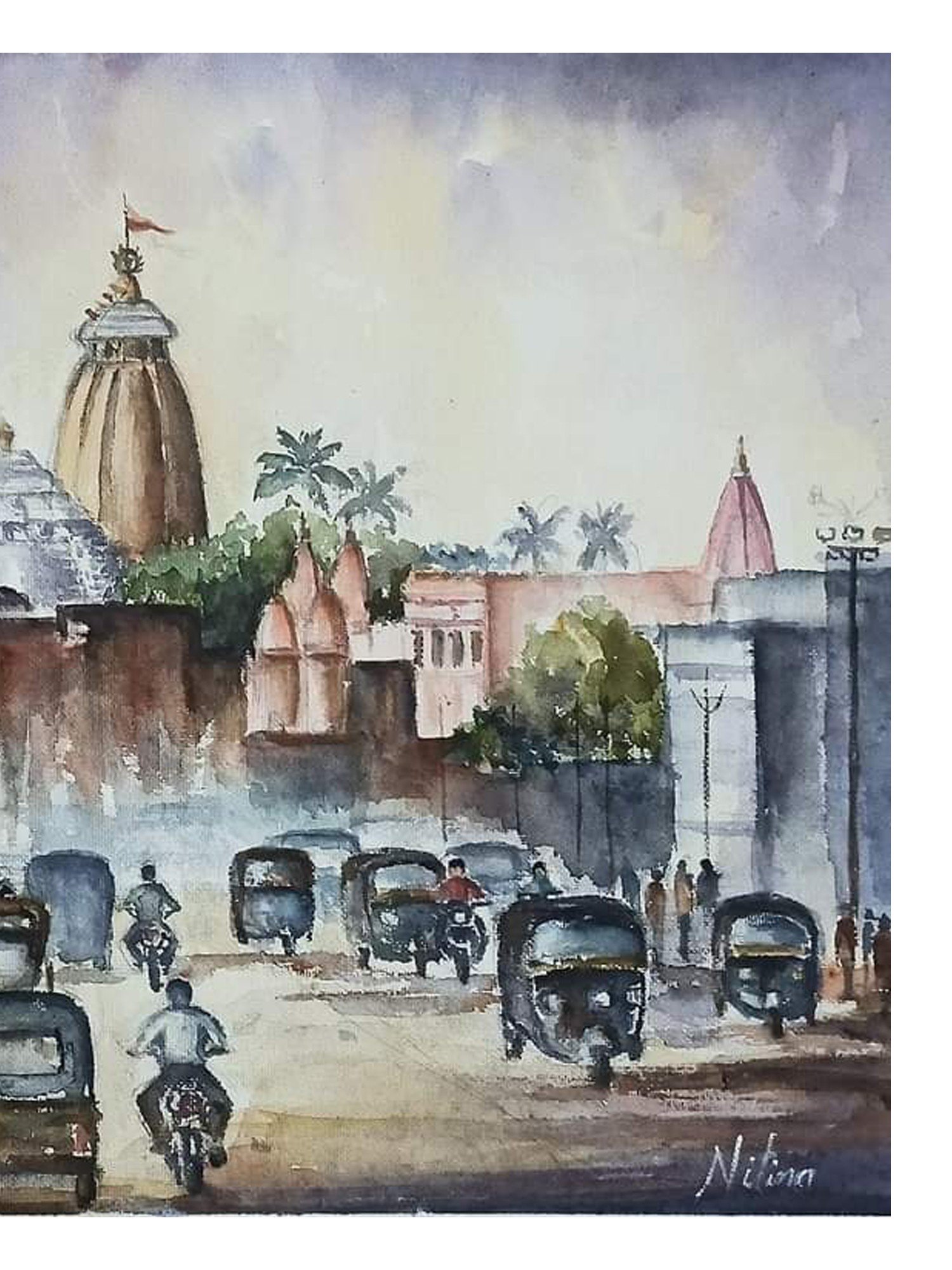 Jagannath Temple Puri | Watercolour Painting on Handmade Paper | Exotic  India Art