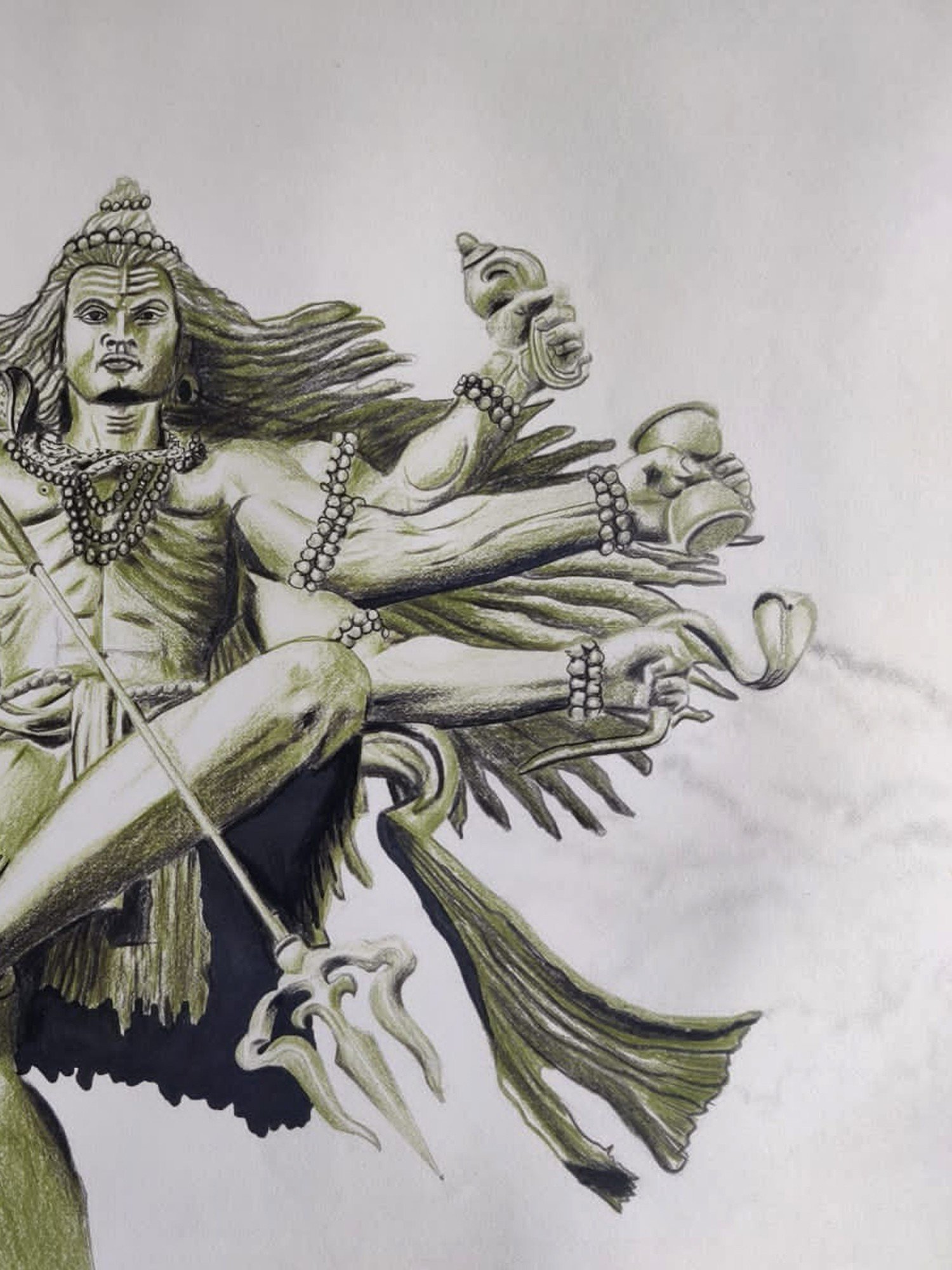 Black And White Pencil sketch of lord shiva Size A4