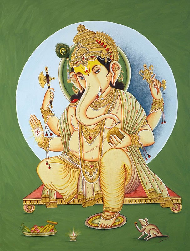 Chaturbhuja Shri Ganesha | Exotic India Art