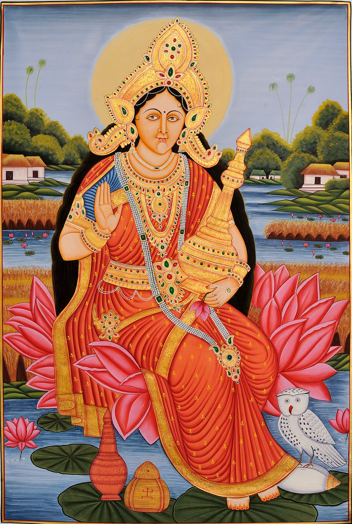 Hindu Goddess Lakshmi With Owl