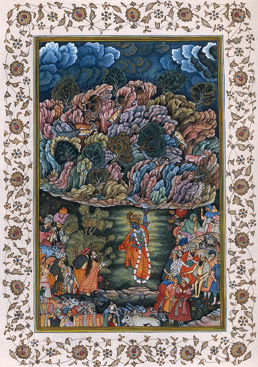 Lord Krishna Lifting the Mountain Govardhana Exotic India Art