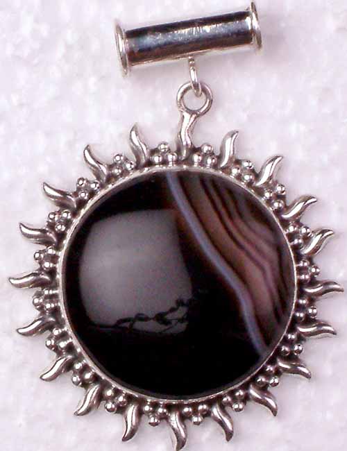 Onyx Sun Pendant Exotic India Art