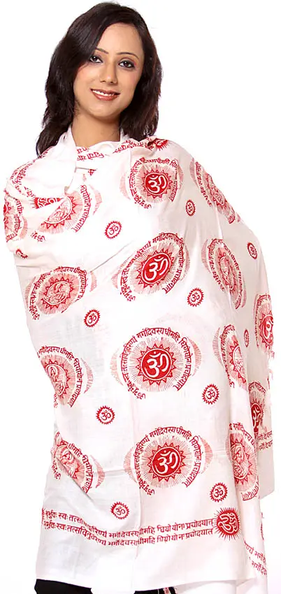 Ivory Gayatri Mantra Prayer Shawl