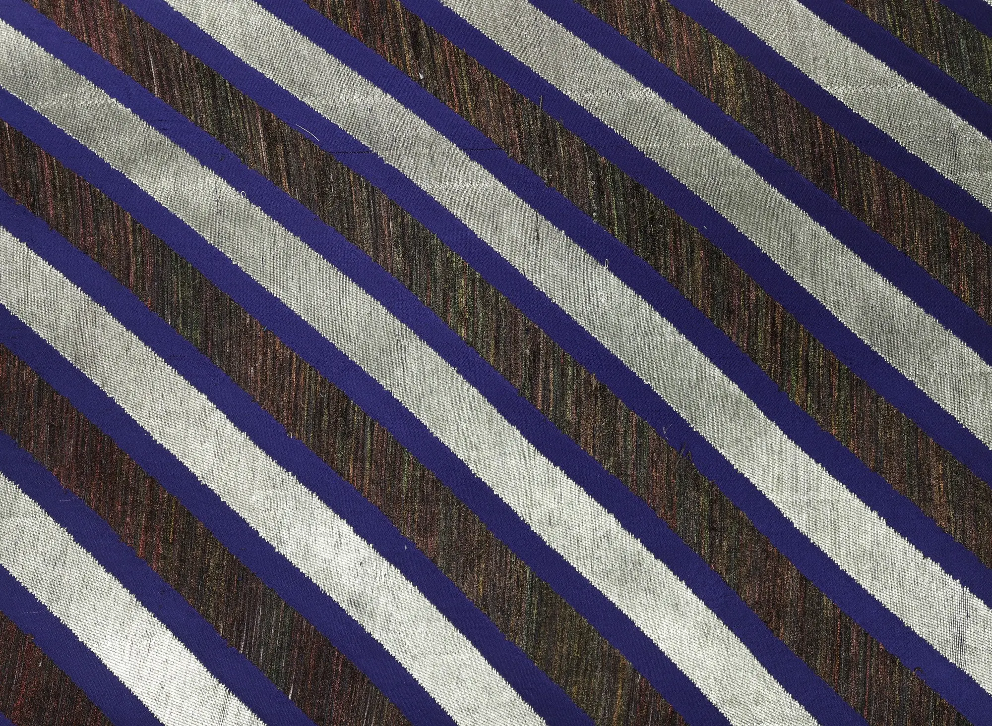 Navy Blue Fabric with Real Peacock Feathers in Weave