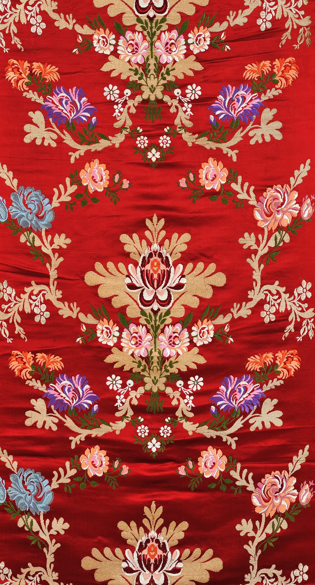 Burgundy Tibetan Lotus Brocade Fabric
