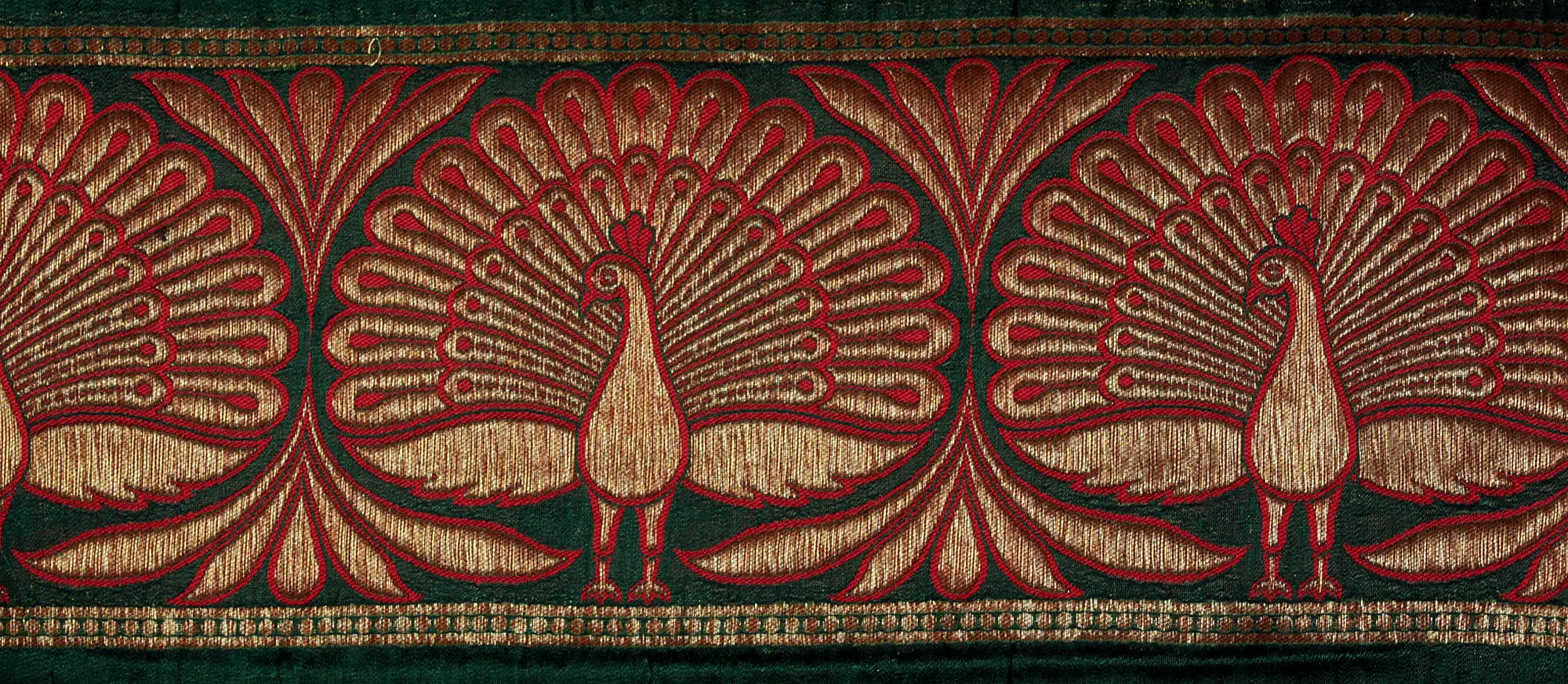 Banarasi Fabric Border with Woven Peacocks