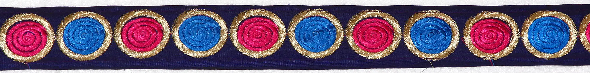 Navy-Blue Narrow Border with Embroidered Spirals