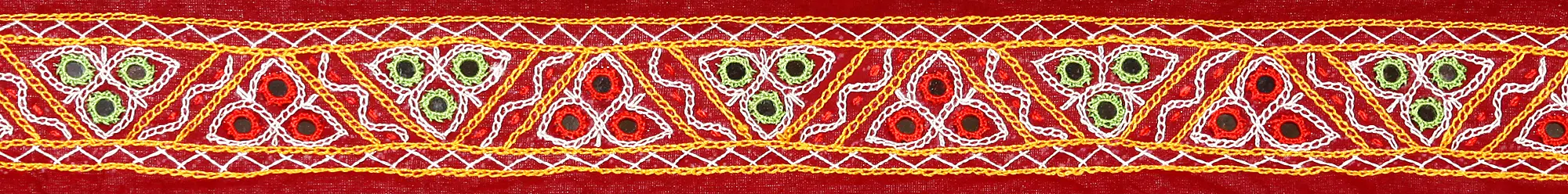 Maroon Fabric Border from Kutch with Mirros