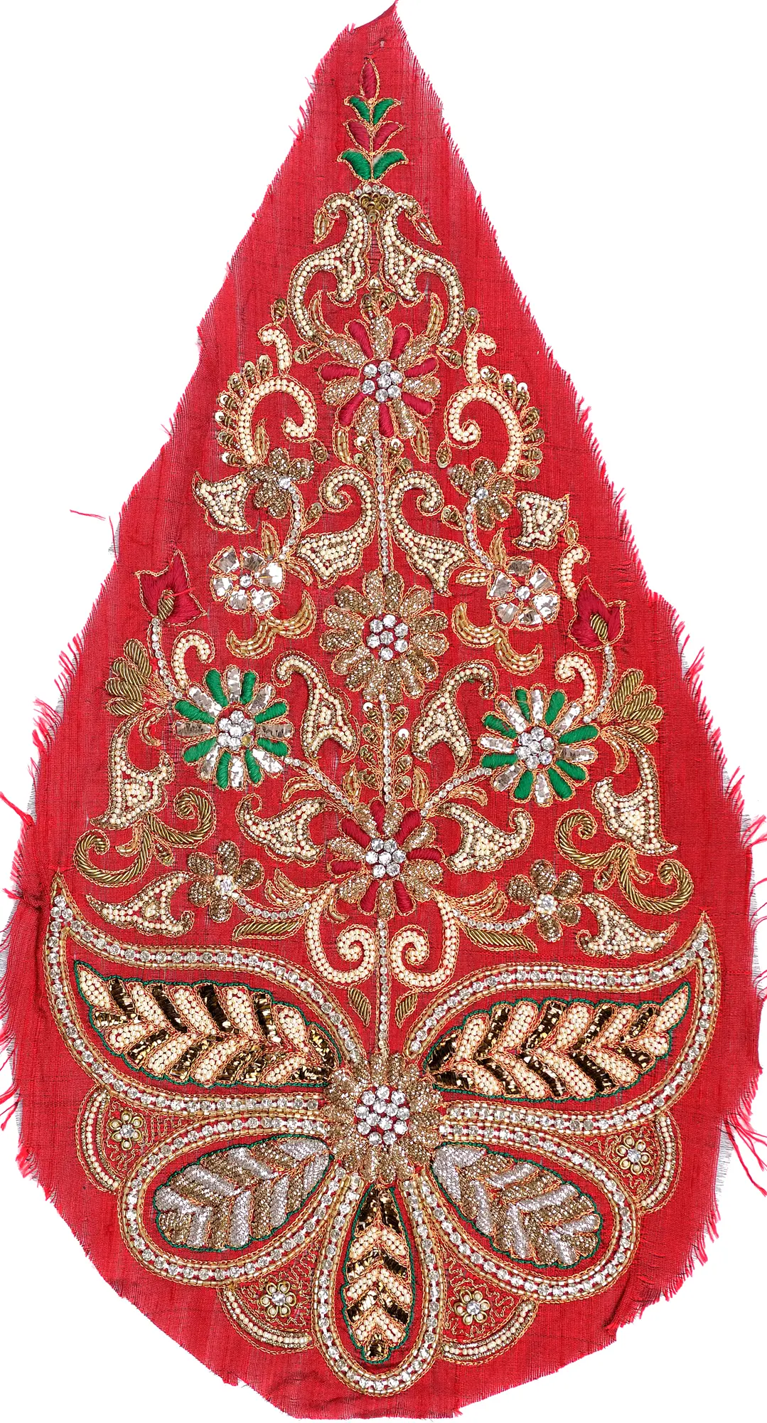 Long Zardozi Patch with Faux Pearls and Bootis
